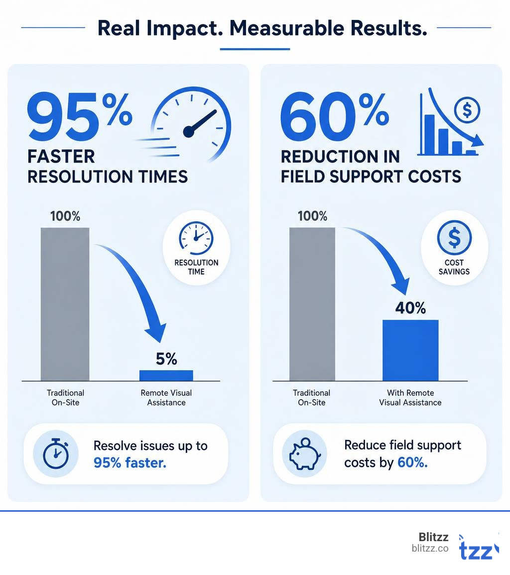 A bar chart showing 95 percent faster resolution times and 60 percent reduction in field support costs infographic