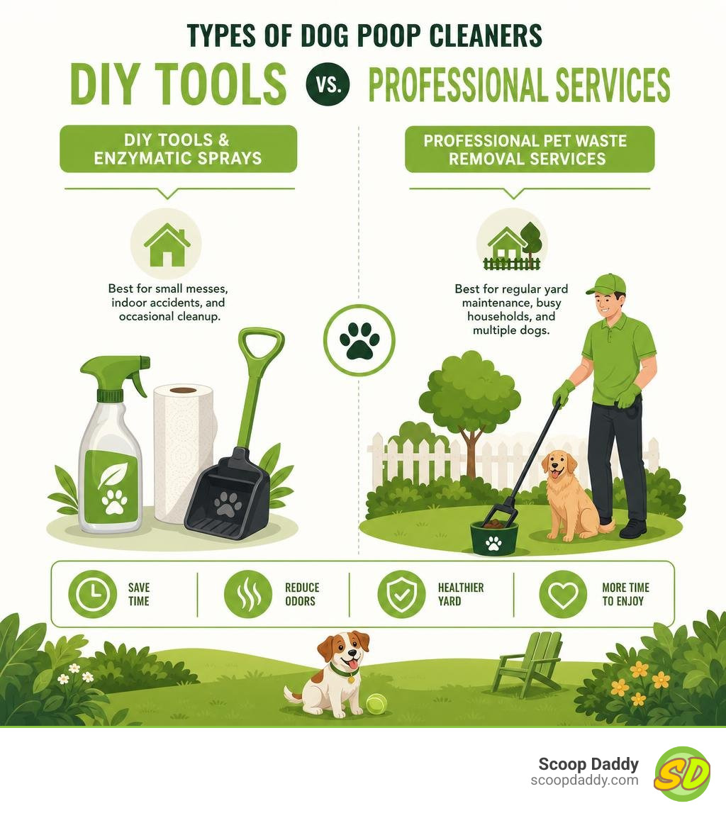 types of dog poop cleaners DIY tools vs professional services infographic infographic