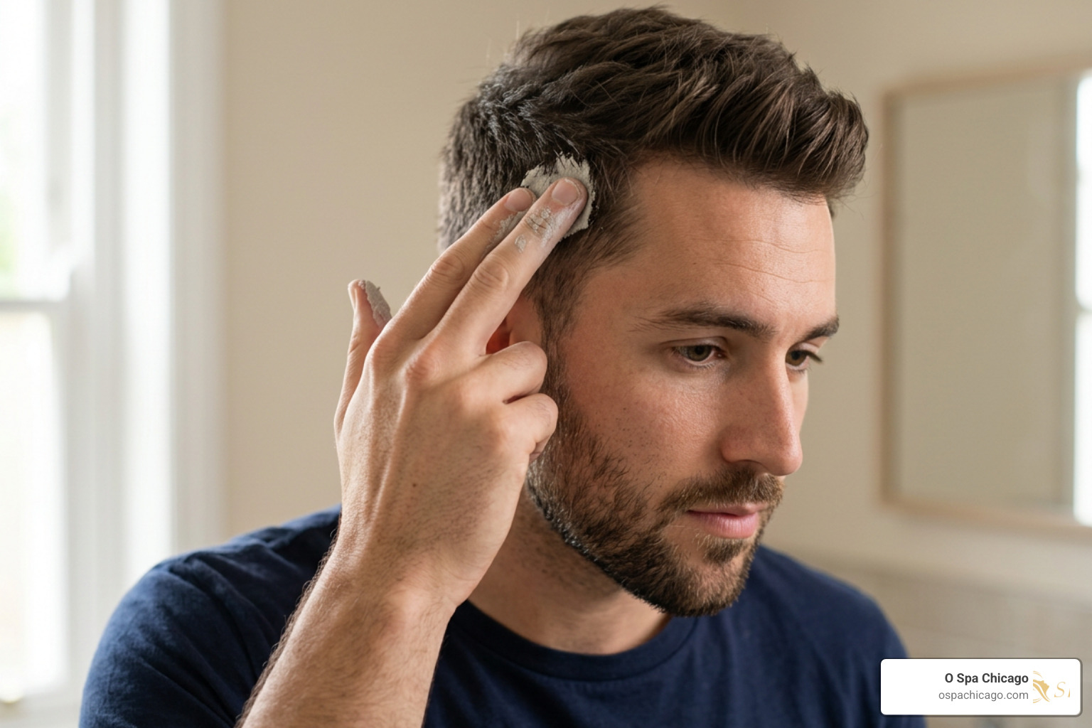 Applying lightweight hair clay to style hair without irritating the scalp Applying lightweight hair clay to style hair without irritating the scalp