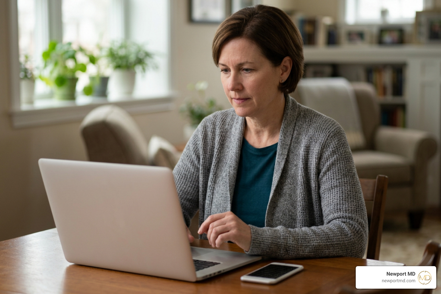 Patient using a secure digital health portal to access lab results and message providers Patient using a secure digital health portal to access lab results and message providers