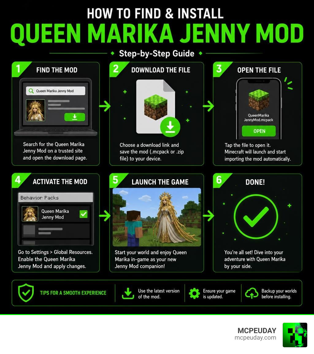 How to find and install the Queen Marika Jenny Mod step by step infographic infographic