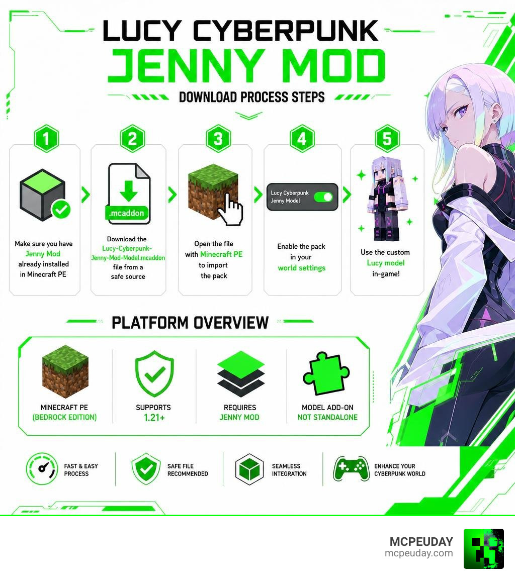 Lucy Cyberpunk Jenny Mod download process steps and platform overview infographic infographic Lucy Cyberpunk Jenny Mod download process steps and platform overview infographic infographic