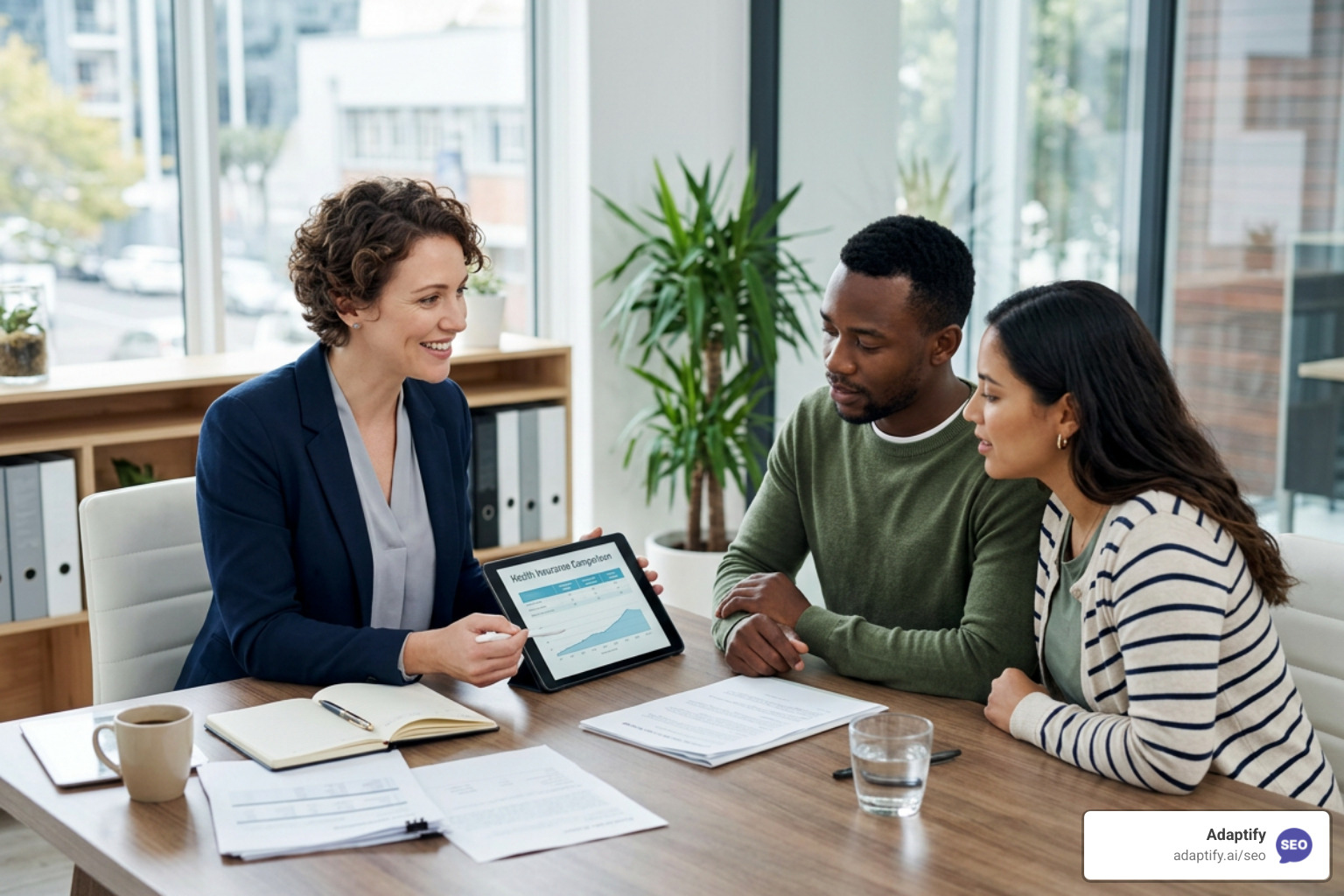 insurance advisor explaining policy options