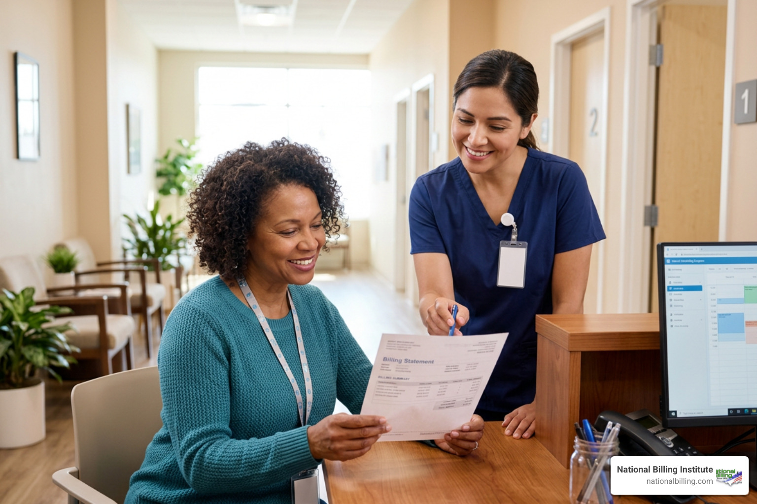 satisfied patient receiving clear billing information satisfied patient receiving clear billing information