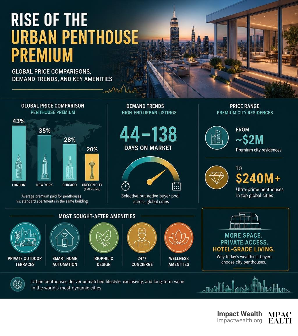 Rise of the urban penthouse premium: global price comparisons, demand trends, and key amenities infographic Rise of the urban penthouse premium: global price comparisons, demand trends, and key amenities infographic