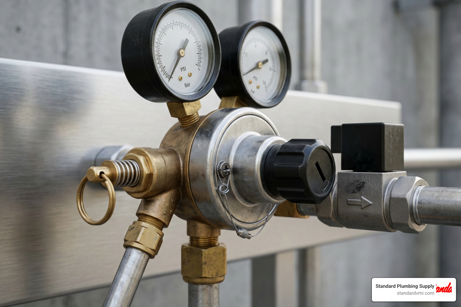 Regulator safety features: pressure relief valve, check valve, and tamper-evident screw Regulator safety features: pressure relief valve, check valve, and tamper-evident screw