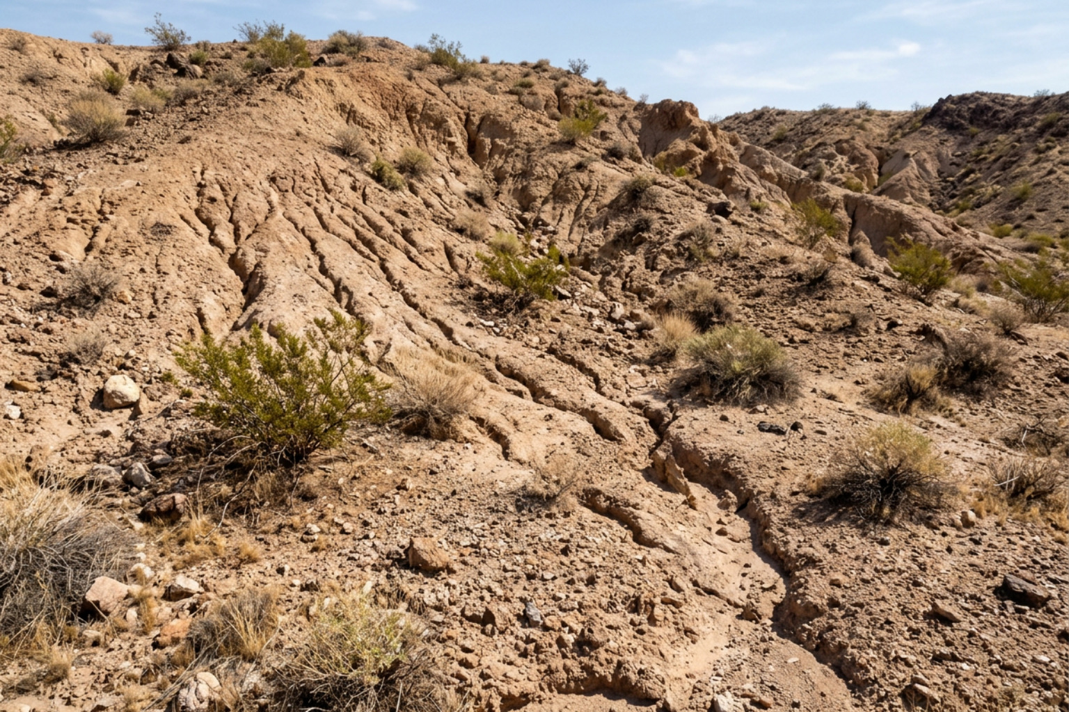 sheet and rill erosion patterns on a desert hillside sheet and rill erosion patterns on a desert hillside