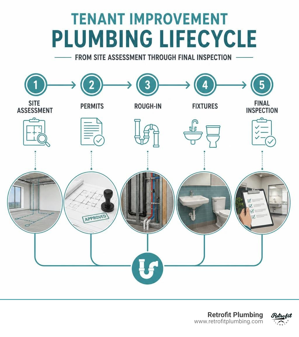 Tenant improvement plumbing lifecycle: from site assessment through permits, rough-in, fixtures, and final inspection