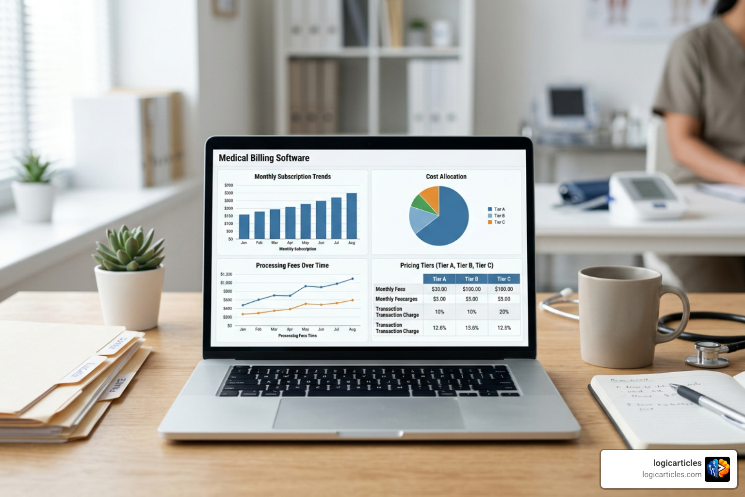 financial dashboard showing billing software costs financial dashboard showing billing software costs