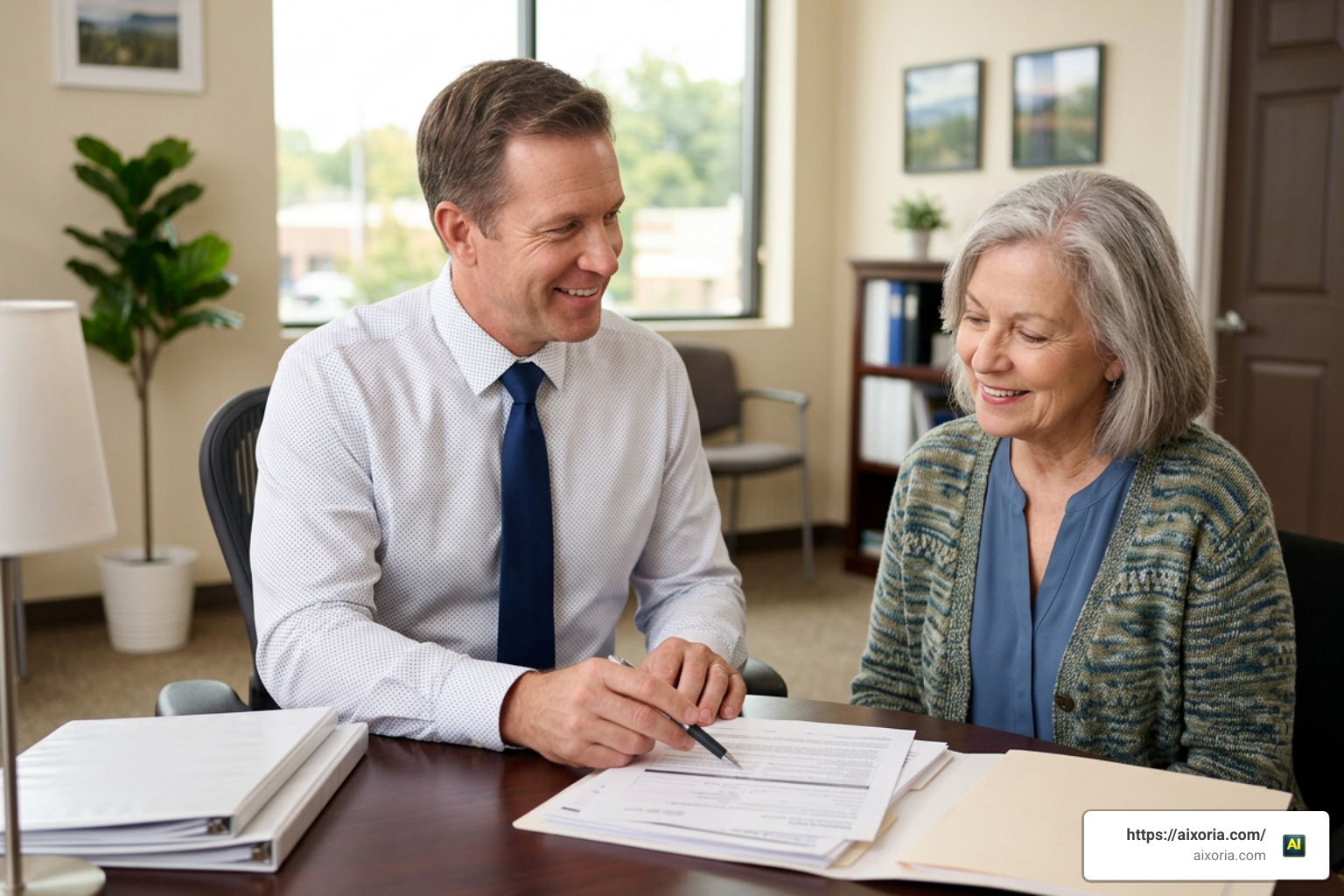 A customer meeting with a local insurance agent to discuss policies A customer meeting with a local insurance agent to discuss policies