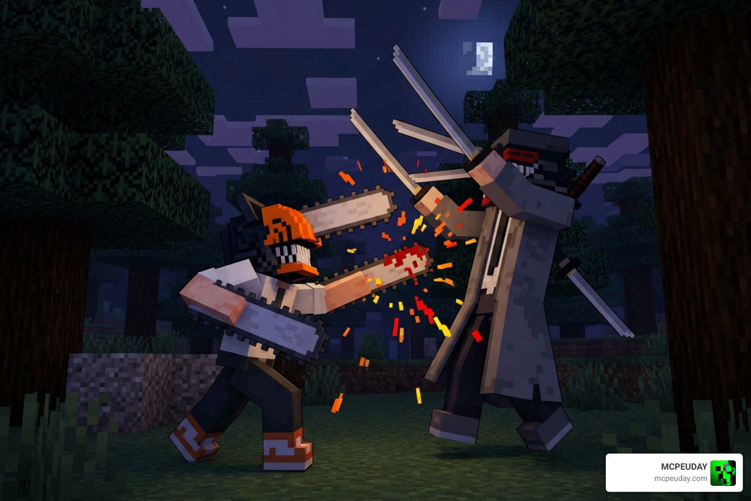 Chainsaw Man Katana Man Boss Fight in Minecraft PE Chainsaw Man Katana Man Boss Fight in Minecraft PE