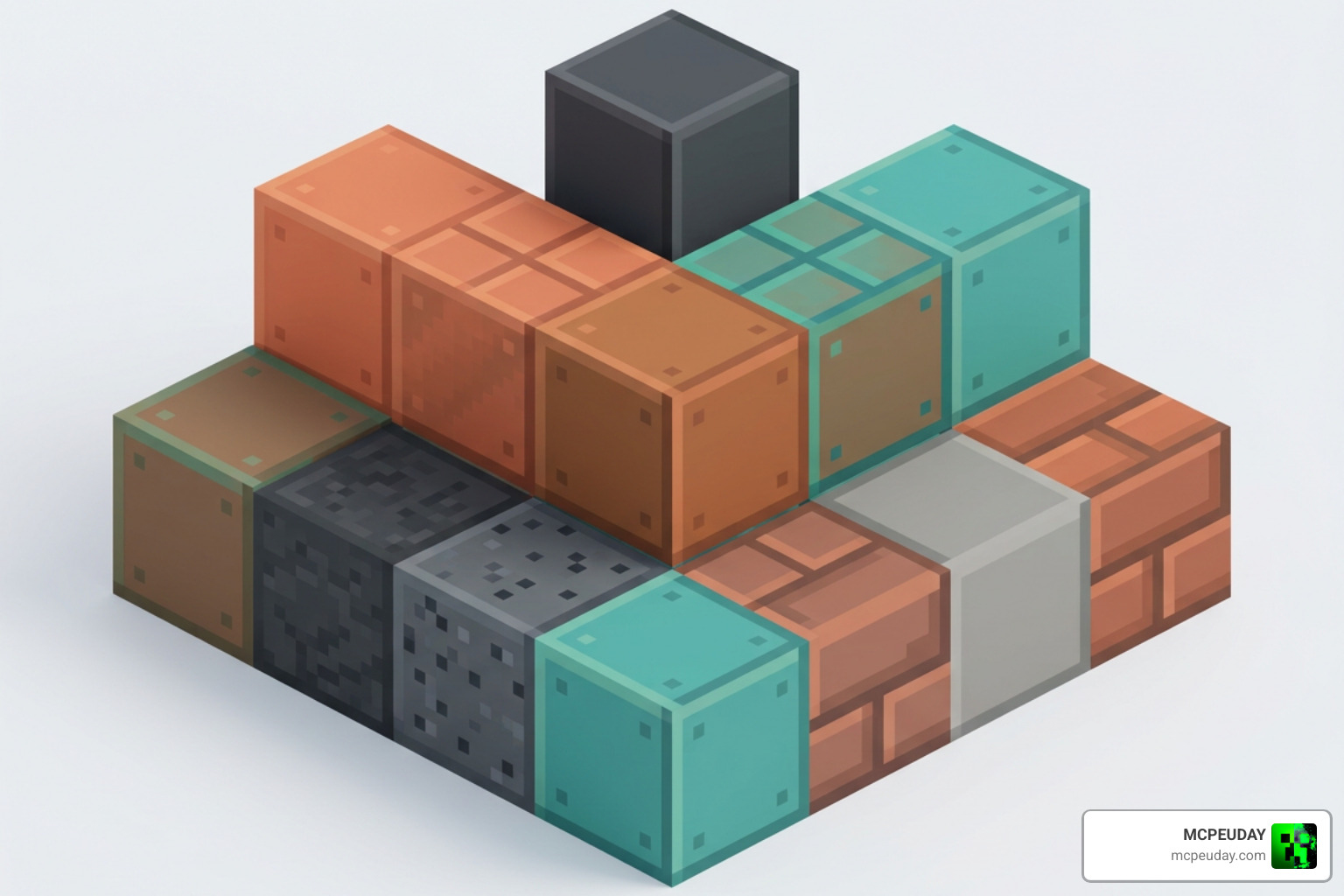Modern Minecraft 1.21 blocks rendered in the minimalist oCd style Modern Minecraft 1.21 blocks rendered in the minimalist oCd style