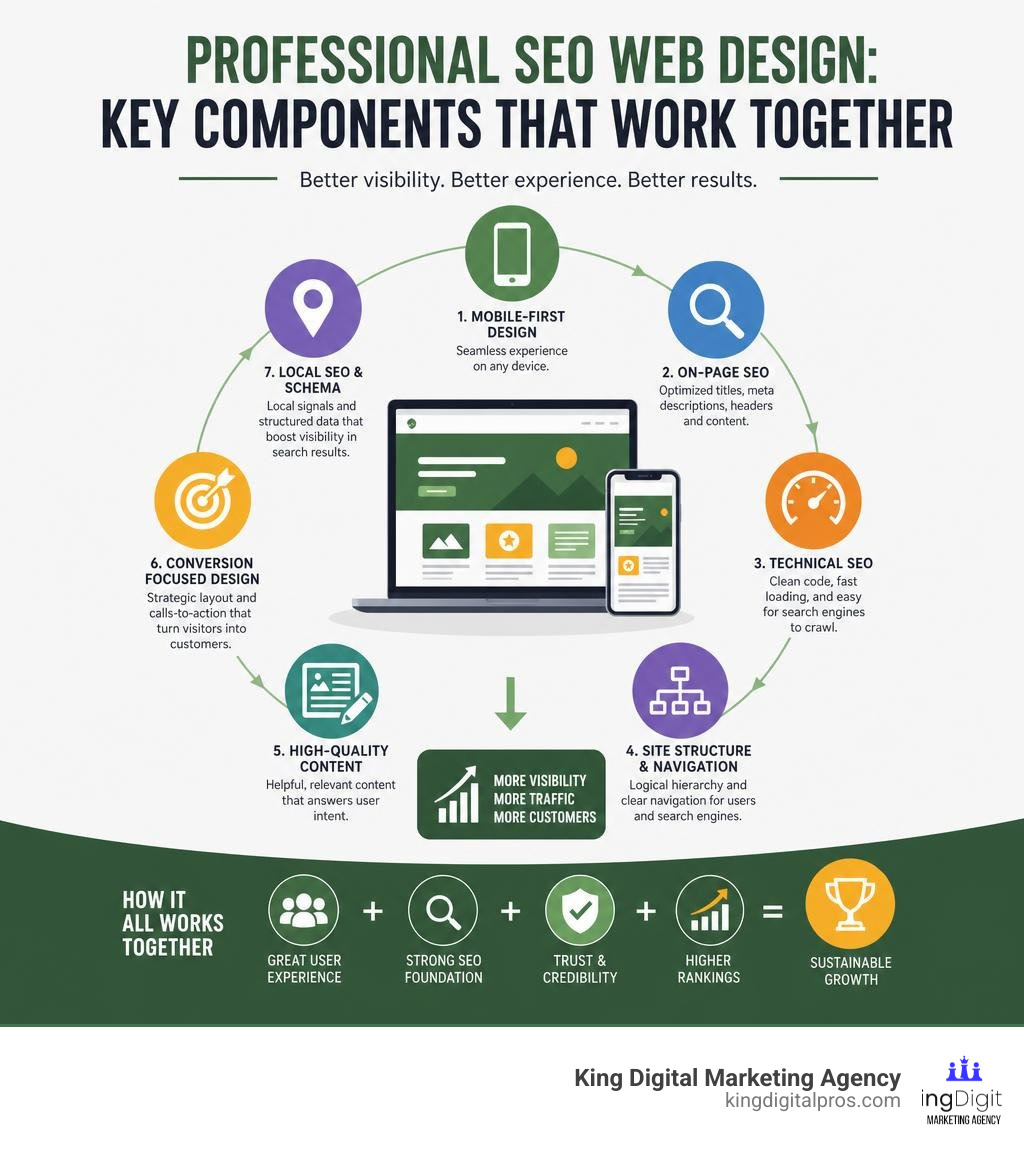 Infographic Showing The Key Components Of Professional Seo Web Design And How They Work Together Infographic