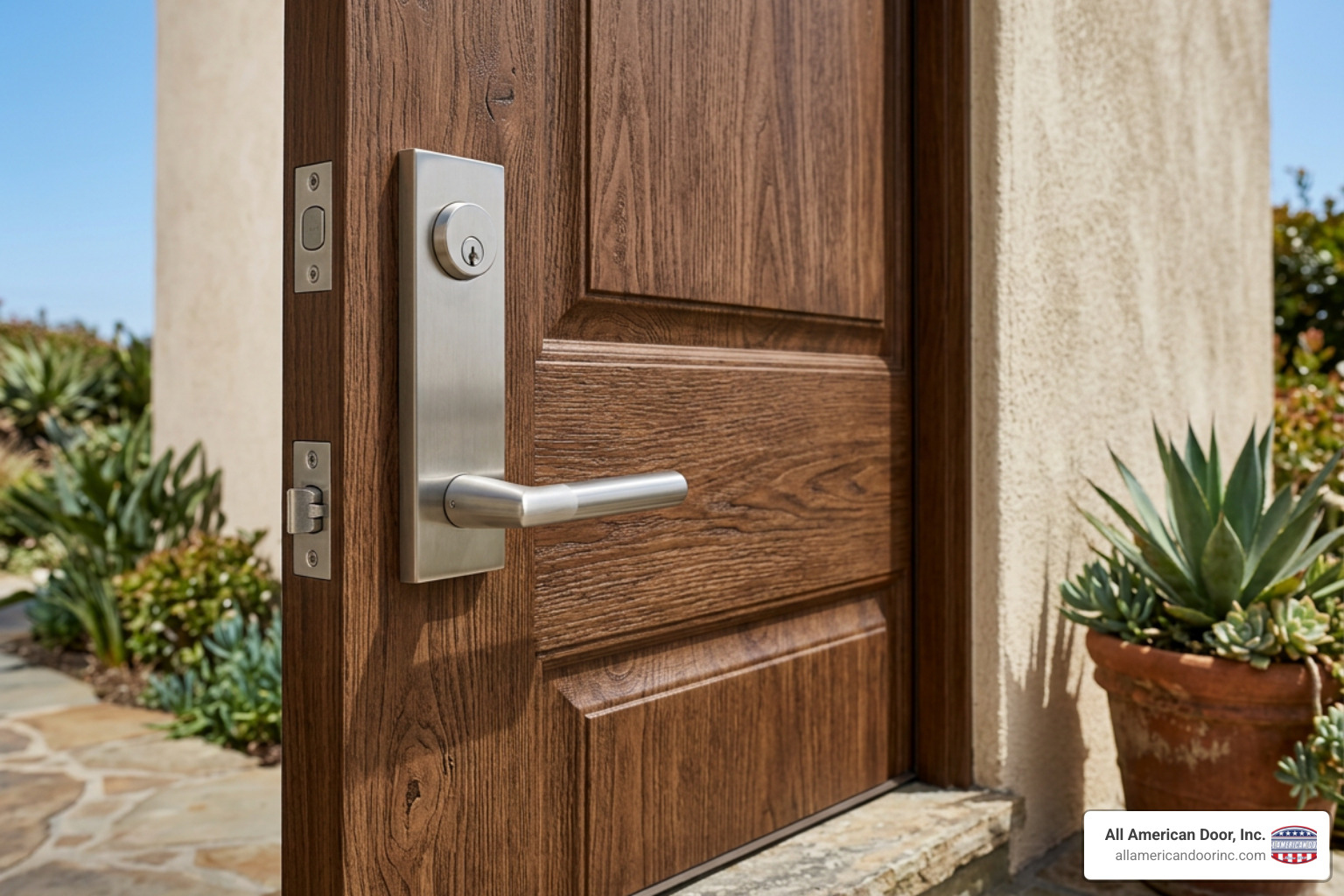 Fiberglass entry door with coastal-grade salt-resistant hardware Fiberglass entry door with coastal-grade salt-resistant hardware