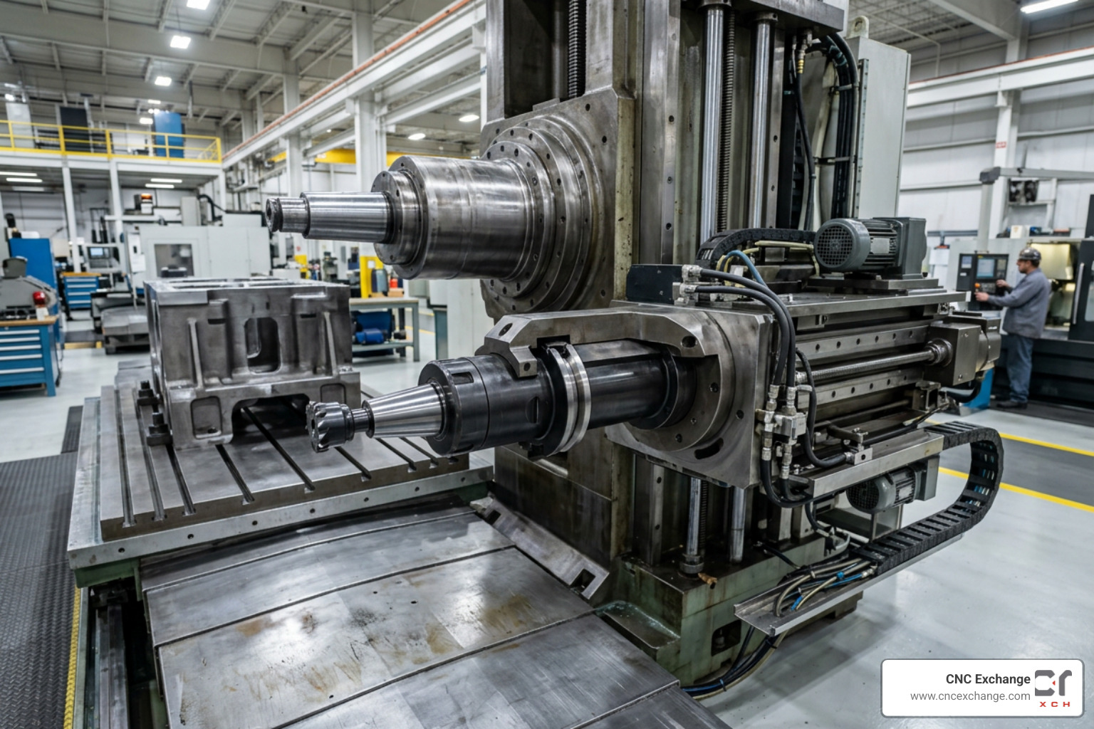 Automatic tool changer on a horizontal boring mill