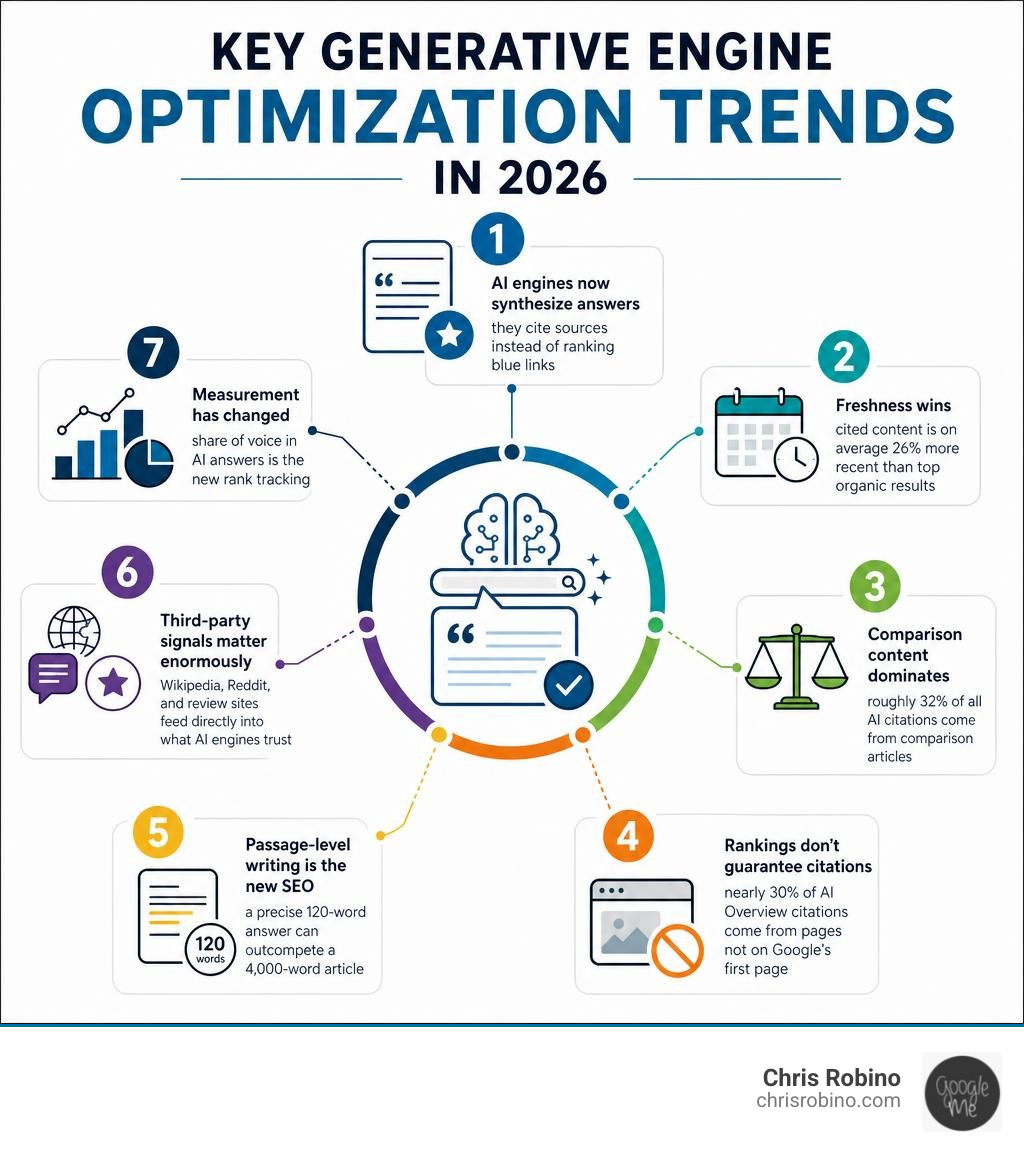 Key generative engine optimization trends in 2026 infographic infographic