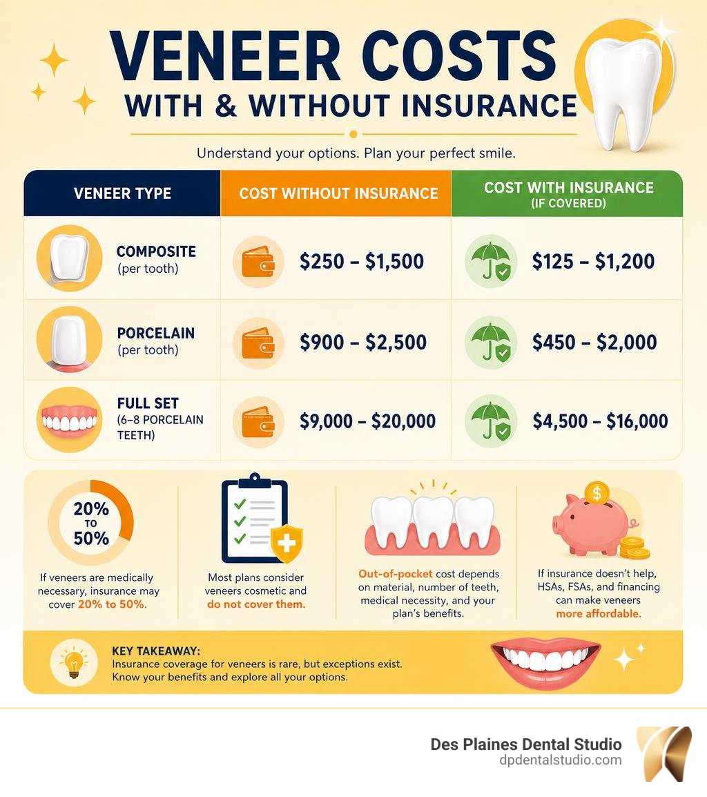Veneer costs with and without insurance breakdown infographic infographic Veneer costs with and without insurance breakdown infographic infographic
