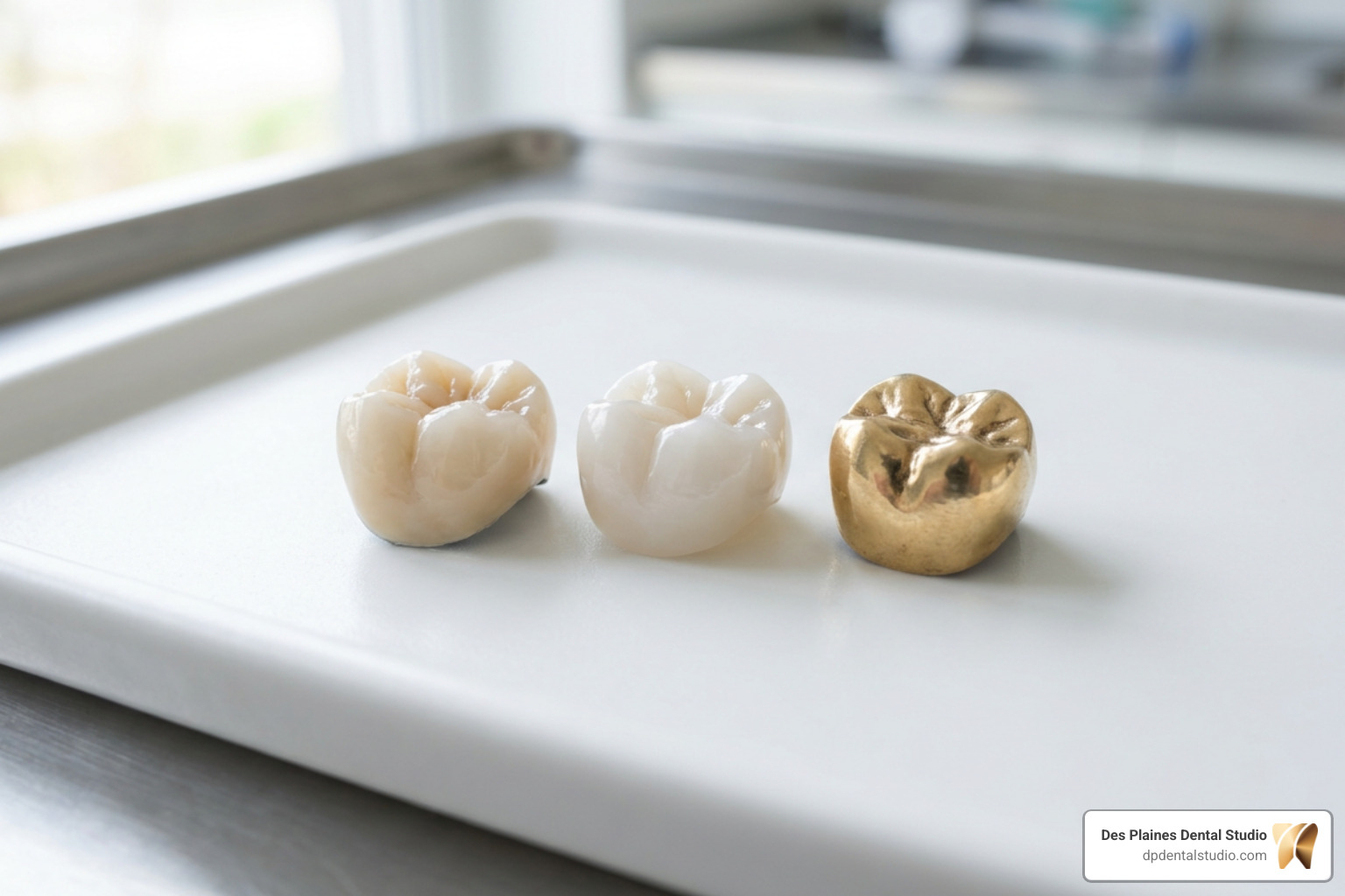different dental crown materials like porcelain, zirconia, and gold