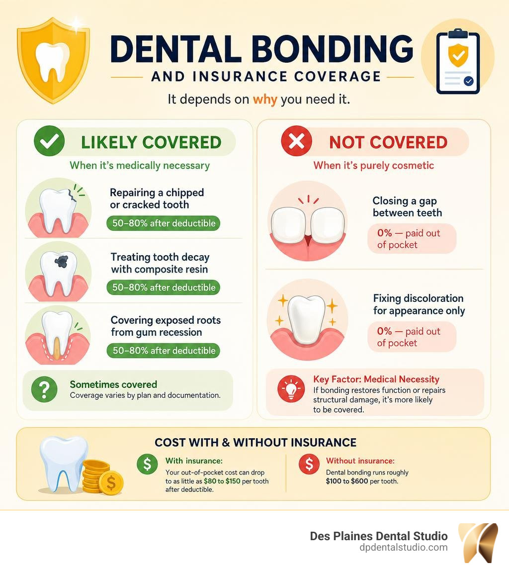 infographic showing when dental bonding is and isn't covered by insurance infographic infographic showing when dental bonding is and isn't covered by insurance infographic