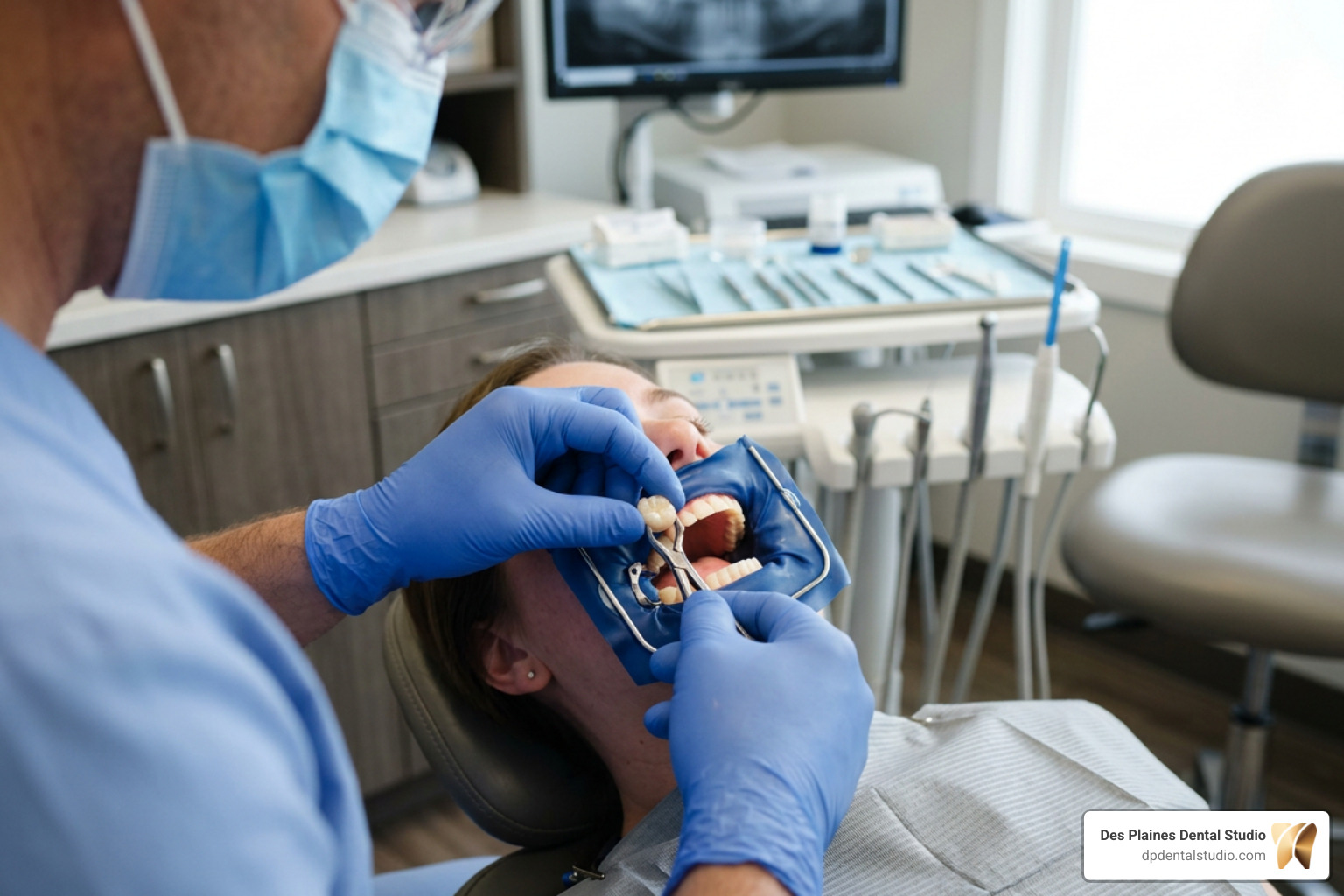 dental crown placement on a tooth