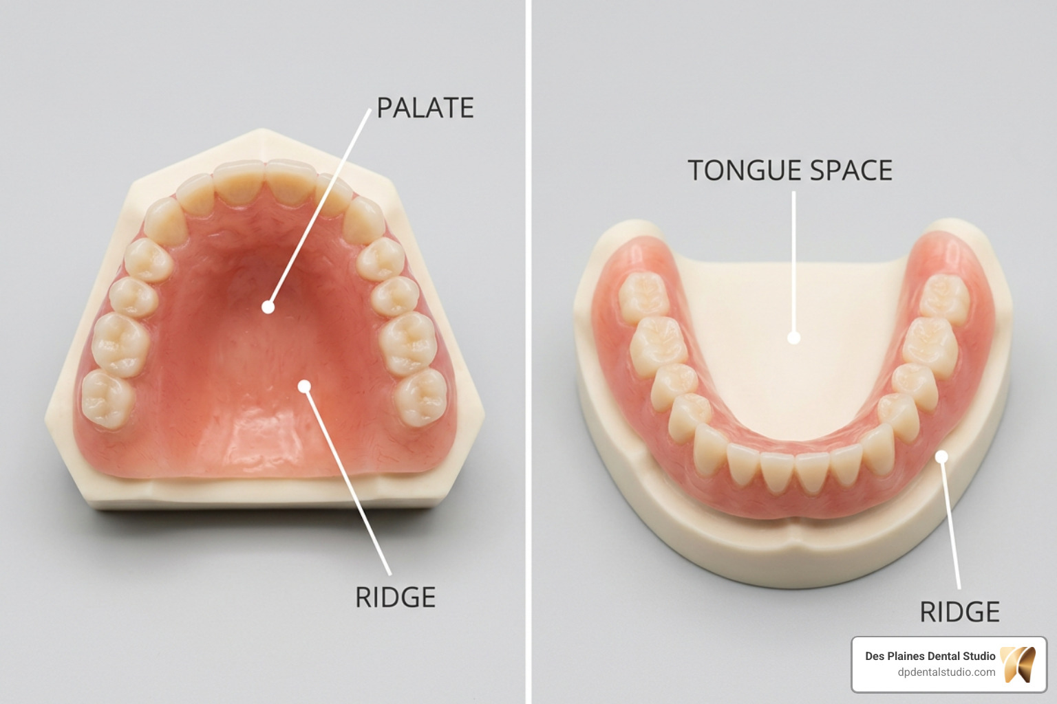 Anatomical differences and structural elements of different denture types Anatomical differences and structural elements of different denture types