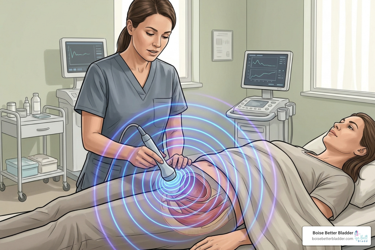 Electromagnetic waves targeting deep pelvic tissues
