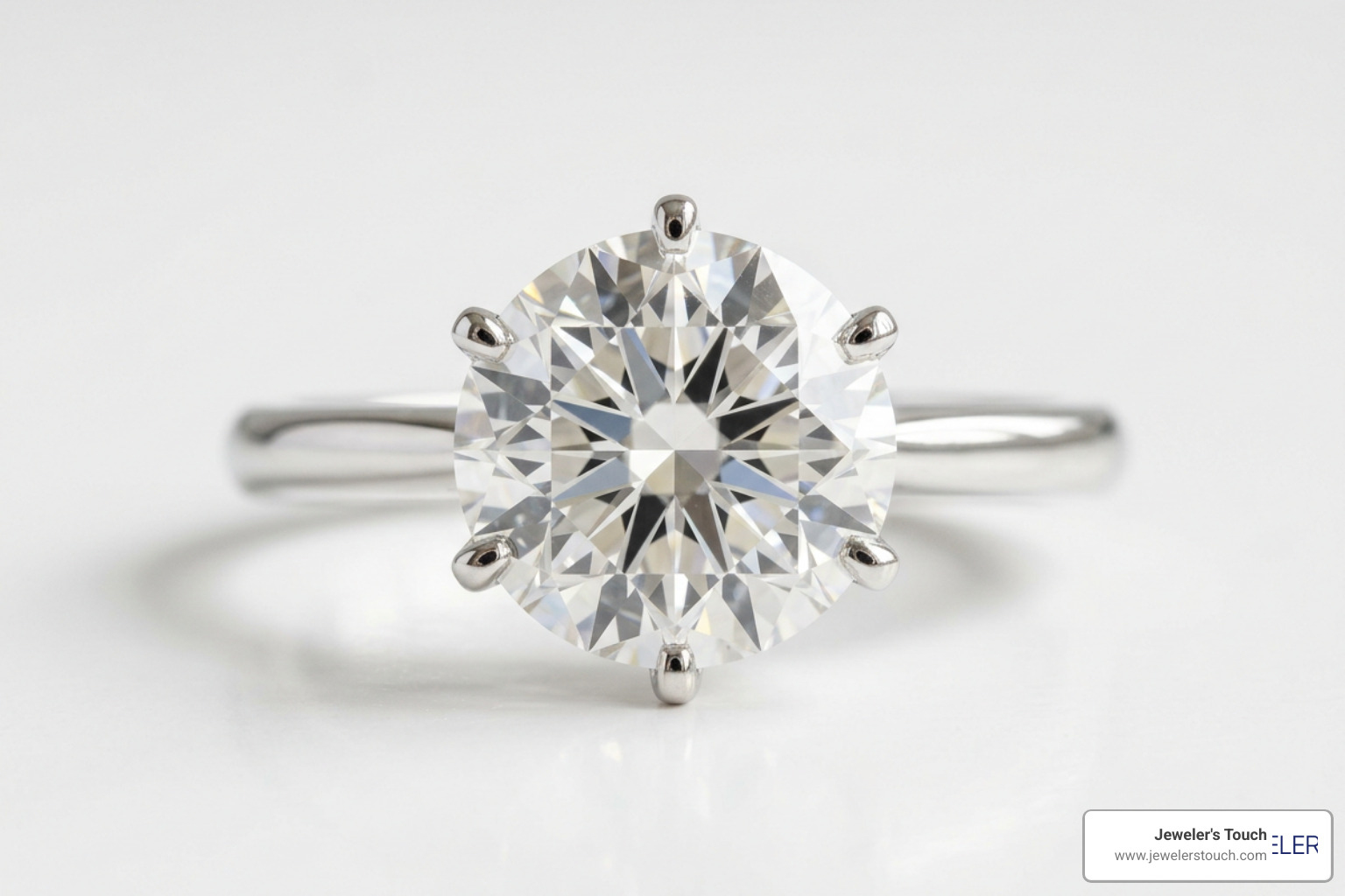A 3 carat diamond ring in a secure six-prong platinum setting showing elegant light performance A 3 carat diamond ring in a secure six-prong platinum setting showing elegant light performance