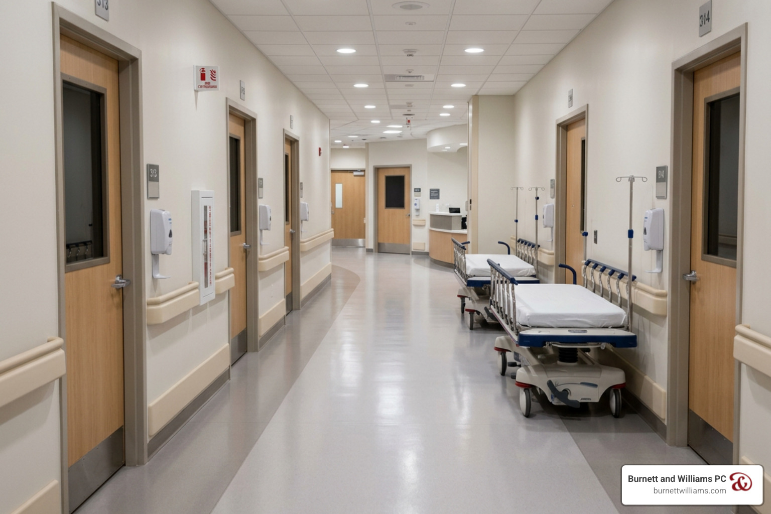 Quiet hospital corridor with patient rooms in Chesterfield County Virginia Quiet hospital corridor with patient rooms in Chesterfield County Virginia