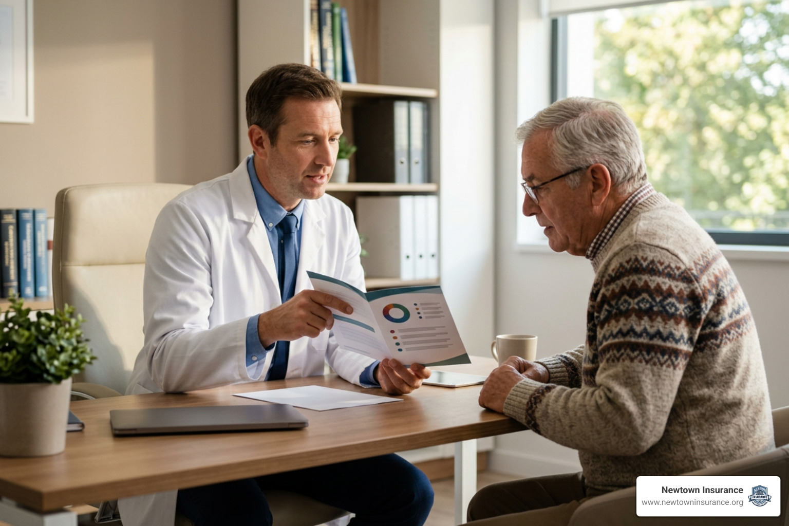 A doctor consulting with a senior patient about Medicare Supplement Plan G and Plan N options