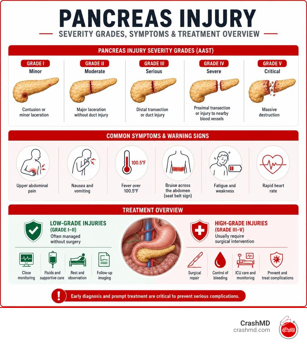Pancreas injury severity grades, symptoms, and treatment overview infographic infographic Pancreas injury severity grades, symptoms, and treatment overview infographic infographic