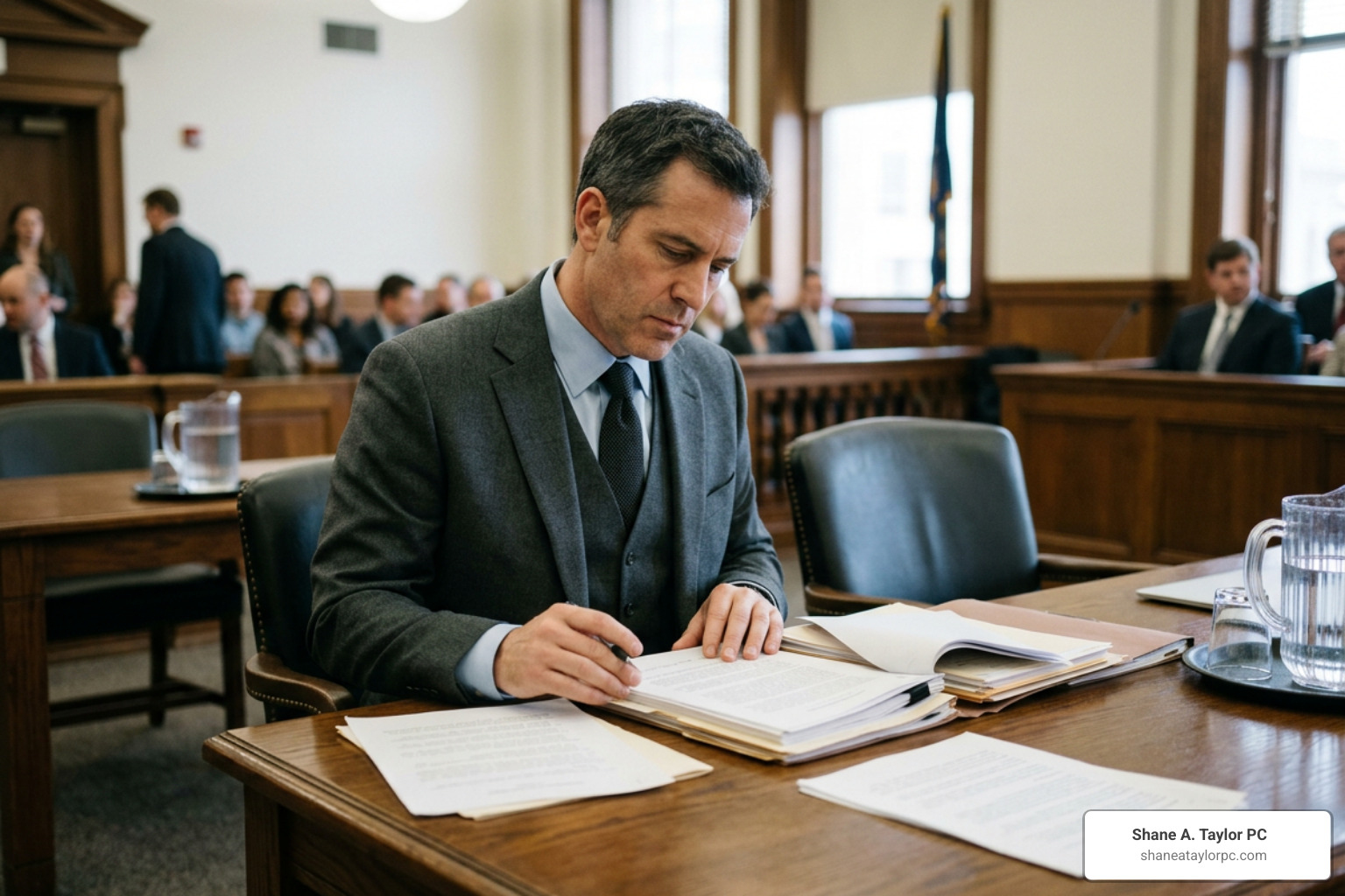 defense attorney preparing strategy