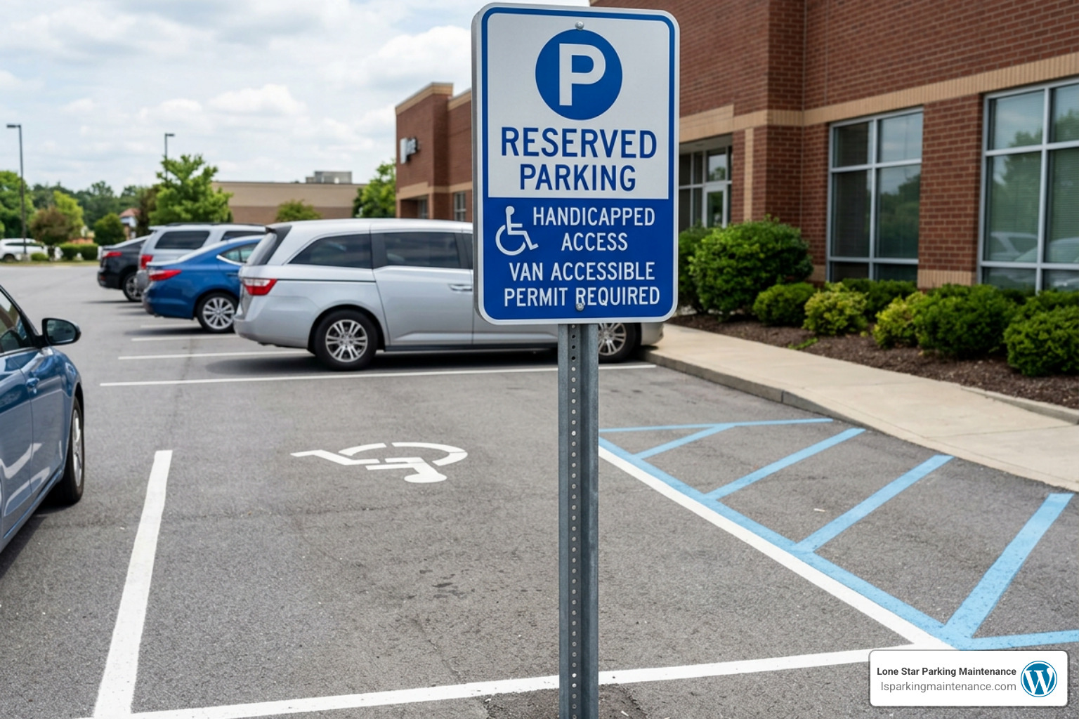 ADA-compliant handicap parking signs in a DFW parking lot