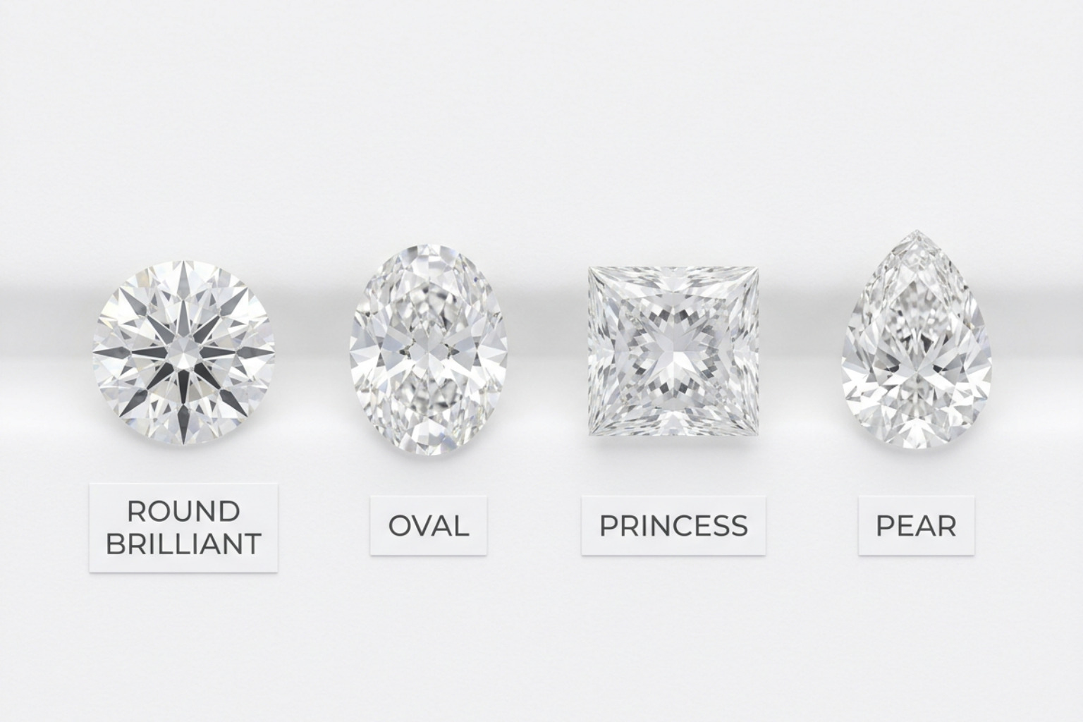 Comparison of popular diamond shapes for a 1 carat solitaire ring