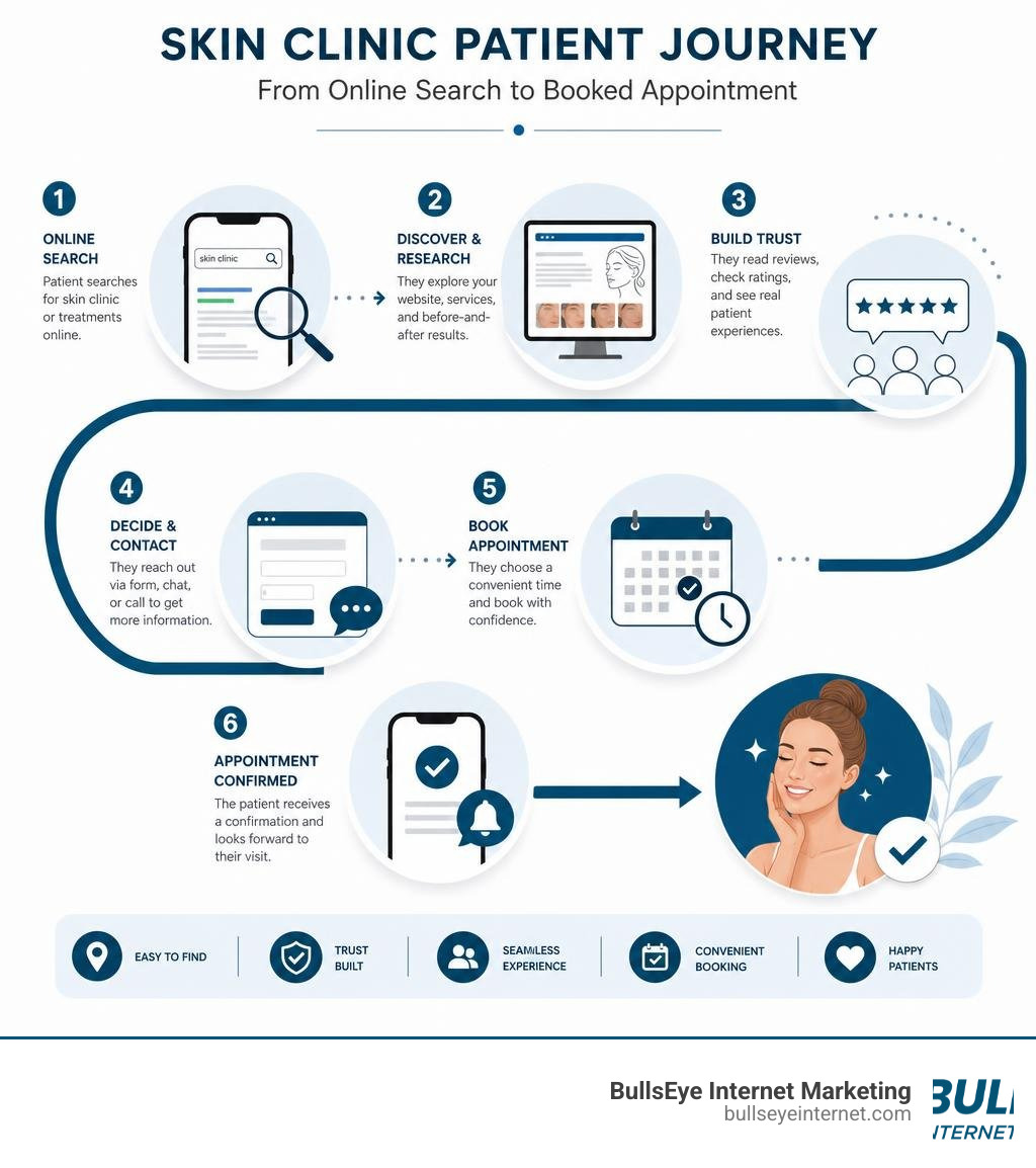 Skin clinic patient journey from online search to booked appointment infographic infographic Skin clinic patient journey from online search to booked appointment infographic infographic