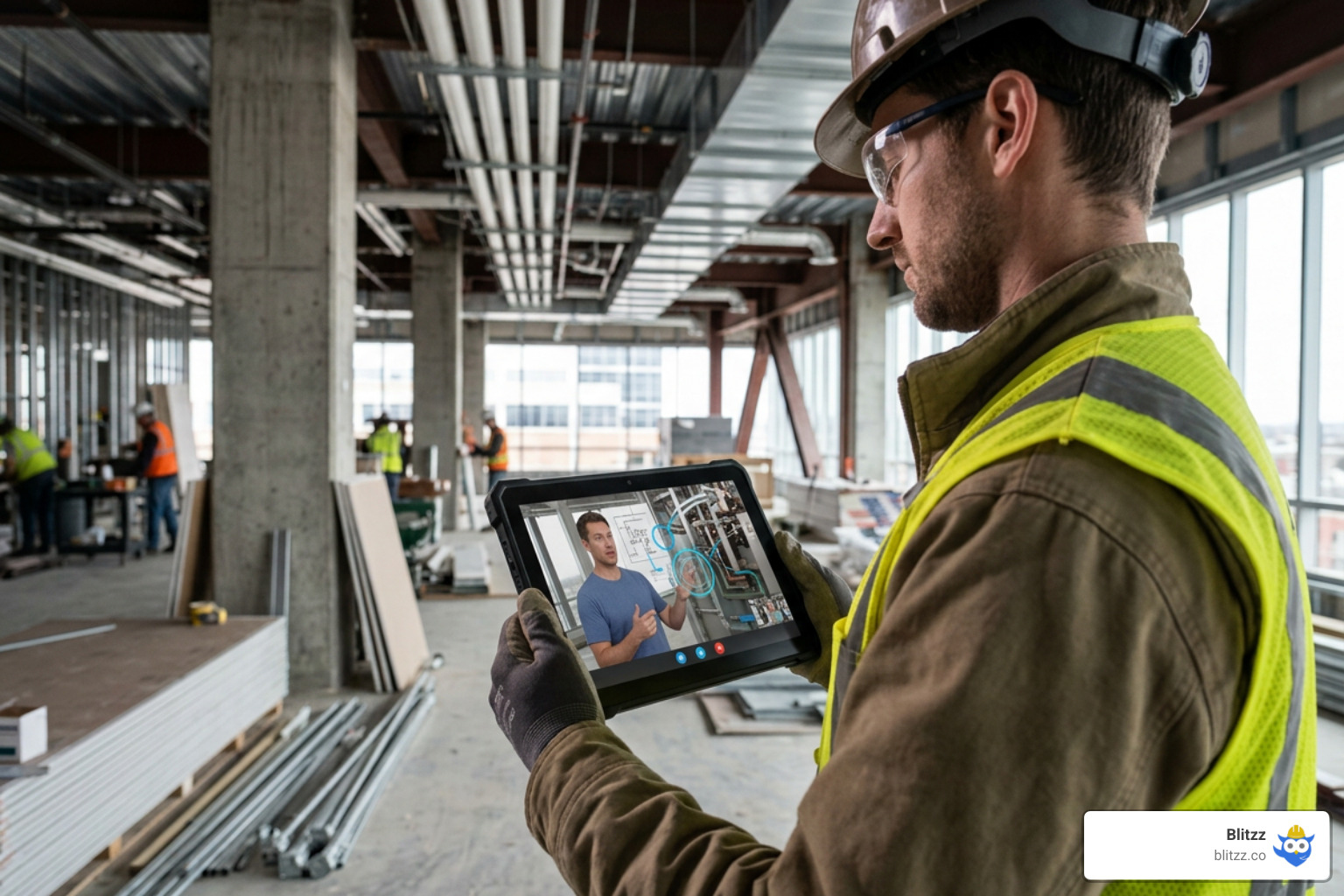 Live video call with AR annotations on a tablet pointing to a mechanical pipe clash Live video call with AR annotations on a tablet pointing to a mechanical pipe clash