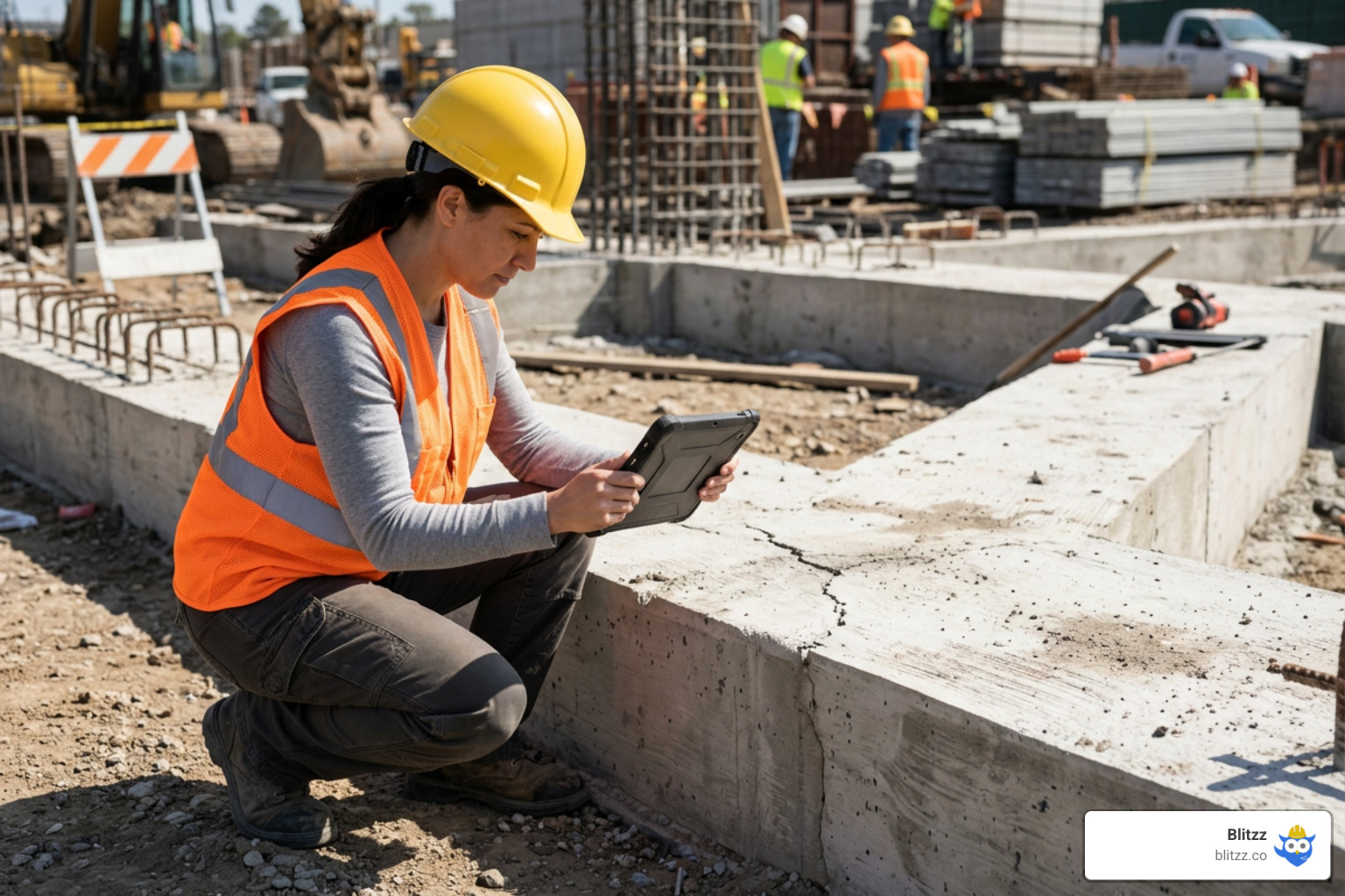 inspector capturing a photo of a structural defect