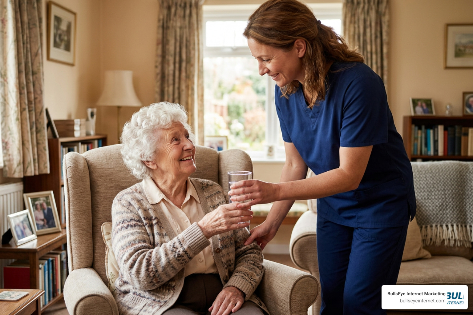 Senior receiving compassionate in-home care