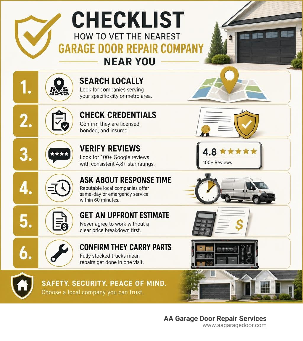 Checklist infographic: how to vet the nearest garage door repair company near you infographic