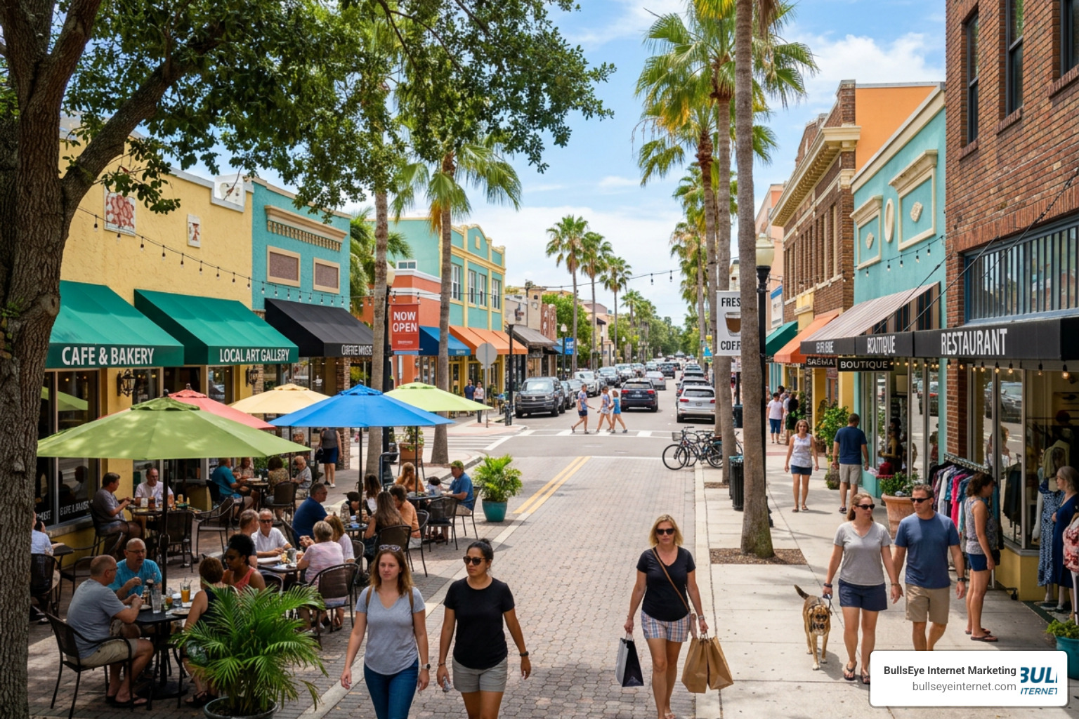 Vibrant local business district in St. Petersburg Florida