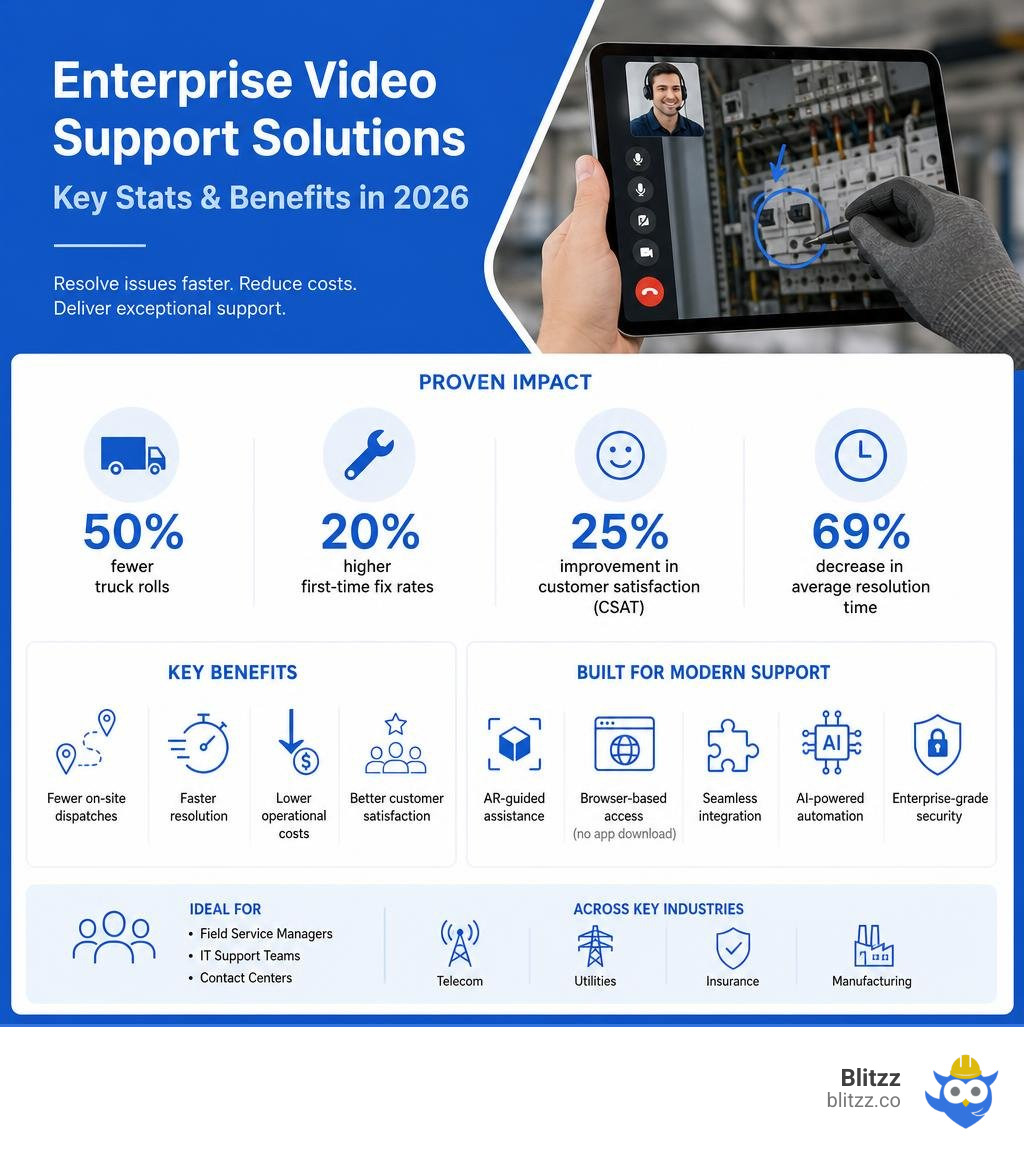 Key stats and benefits of enterprise video support solutions in 2026 infographic