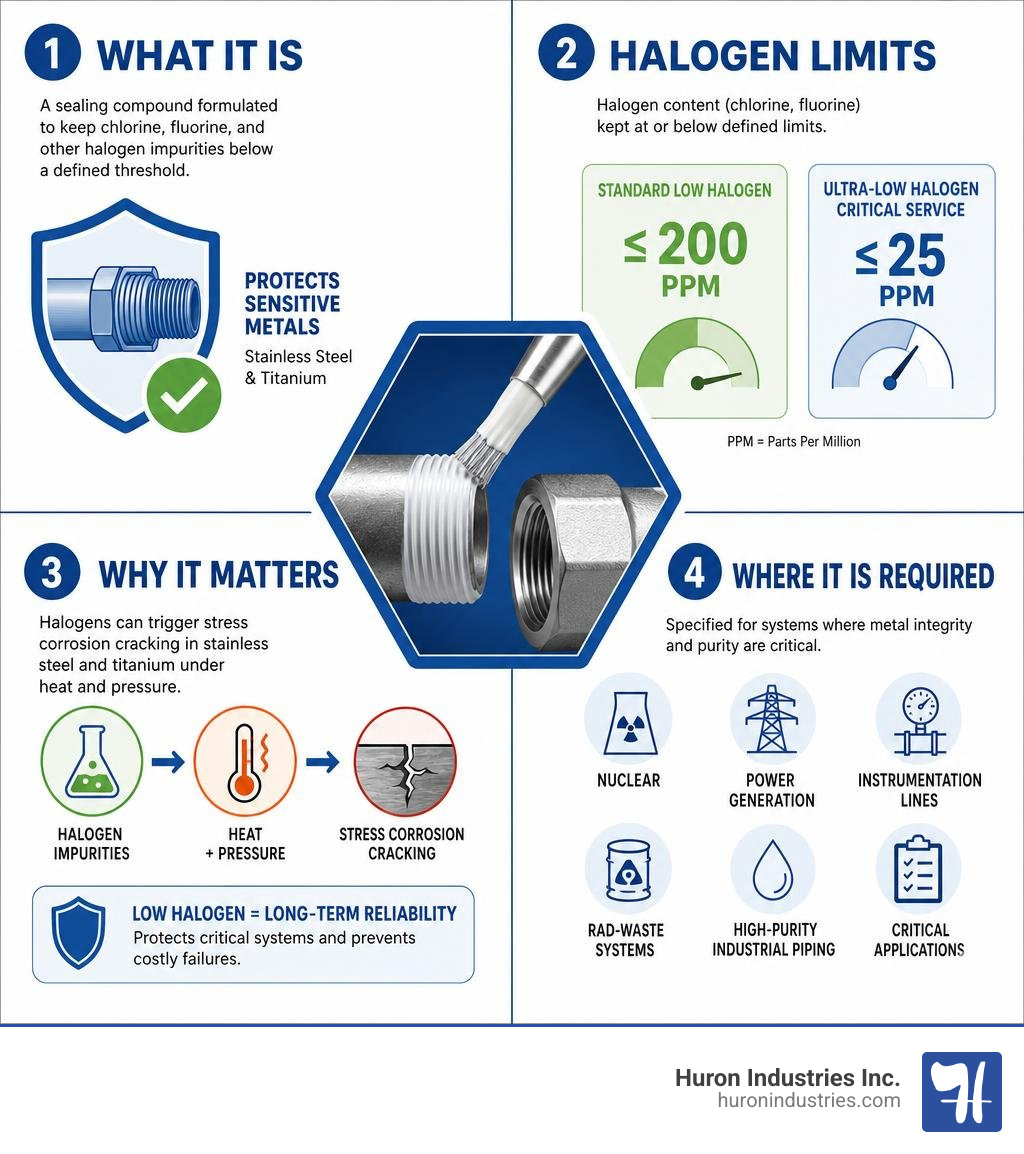 Infographic: what low halogen thread sealant is, halogen limits, why it matters, and where it is required infographic Infographic: what low halogen thread sealant is, halogen limits, why it matters, and where it is required infographic