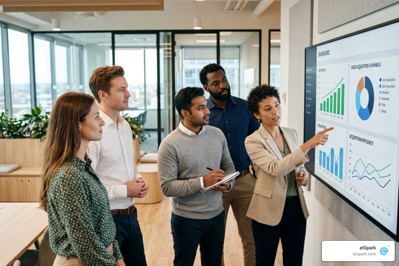 SaaS KPI metrics dashboard highlighting retention and acquisition efficiency