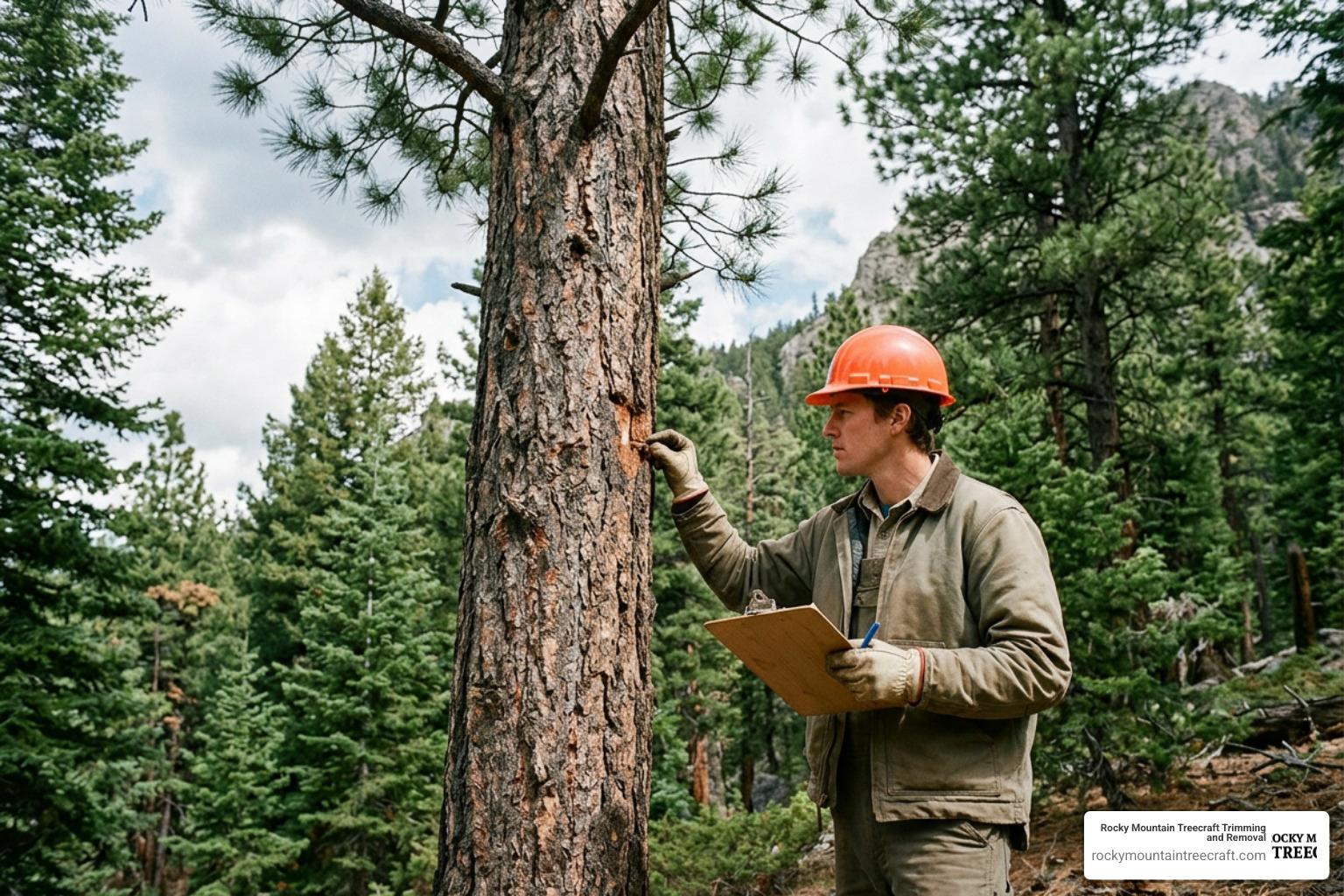 arborist assessing tree health