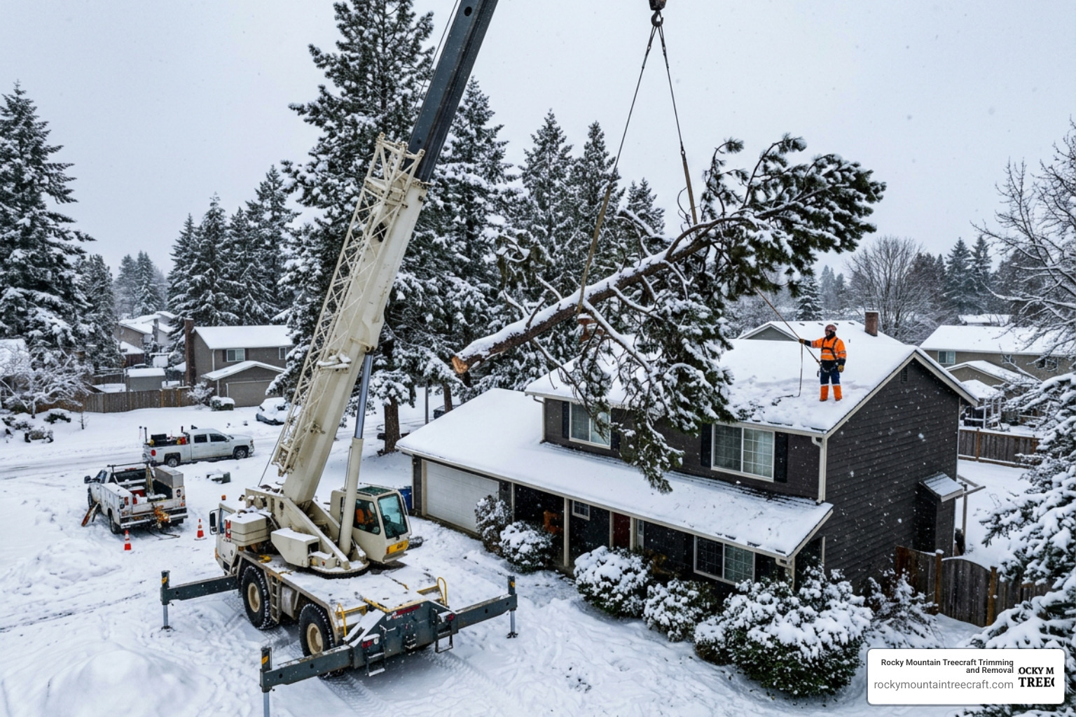 crane-assisted tree removal