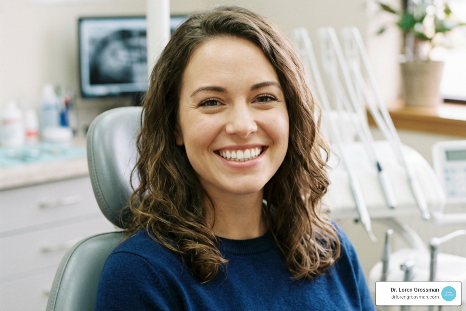 patient showing off a beautiful, healthy, and symmetrical smile