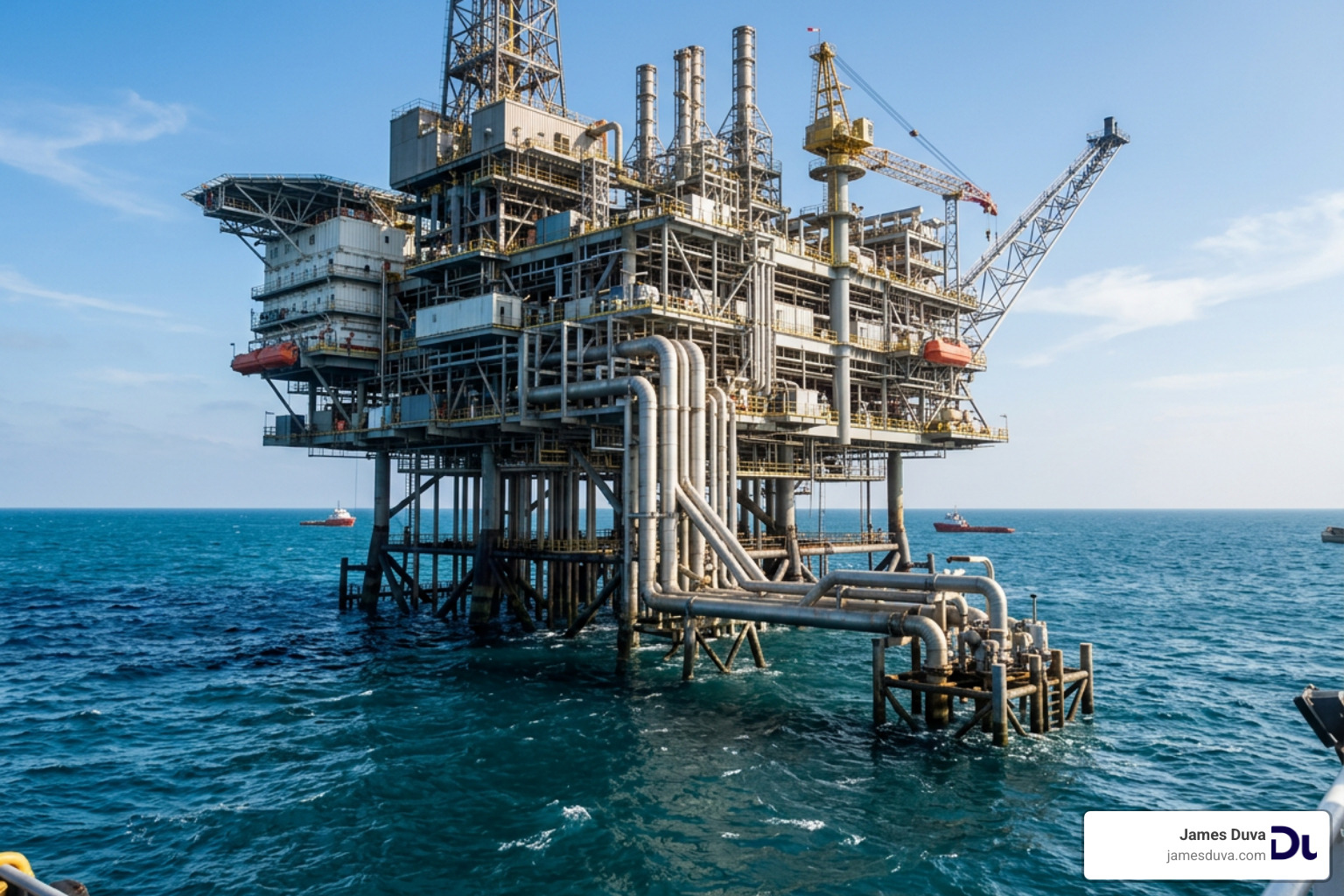 Offshore oil rig utilizing high-grade alloy components in marine environment