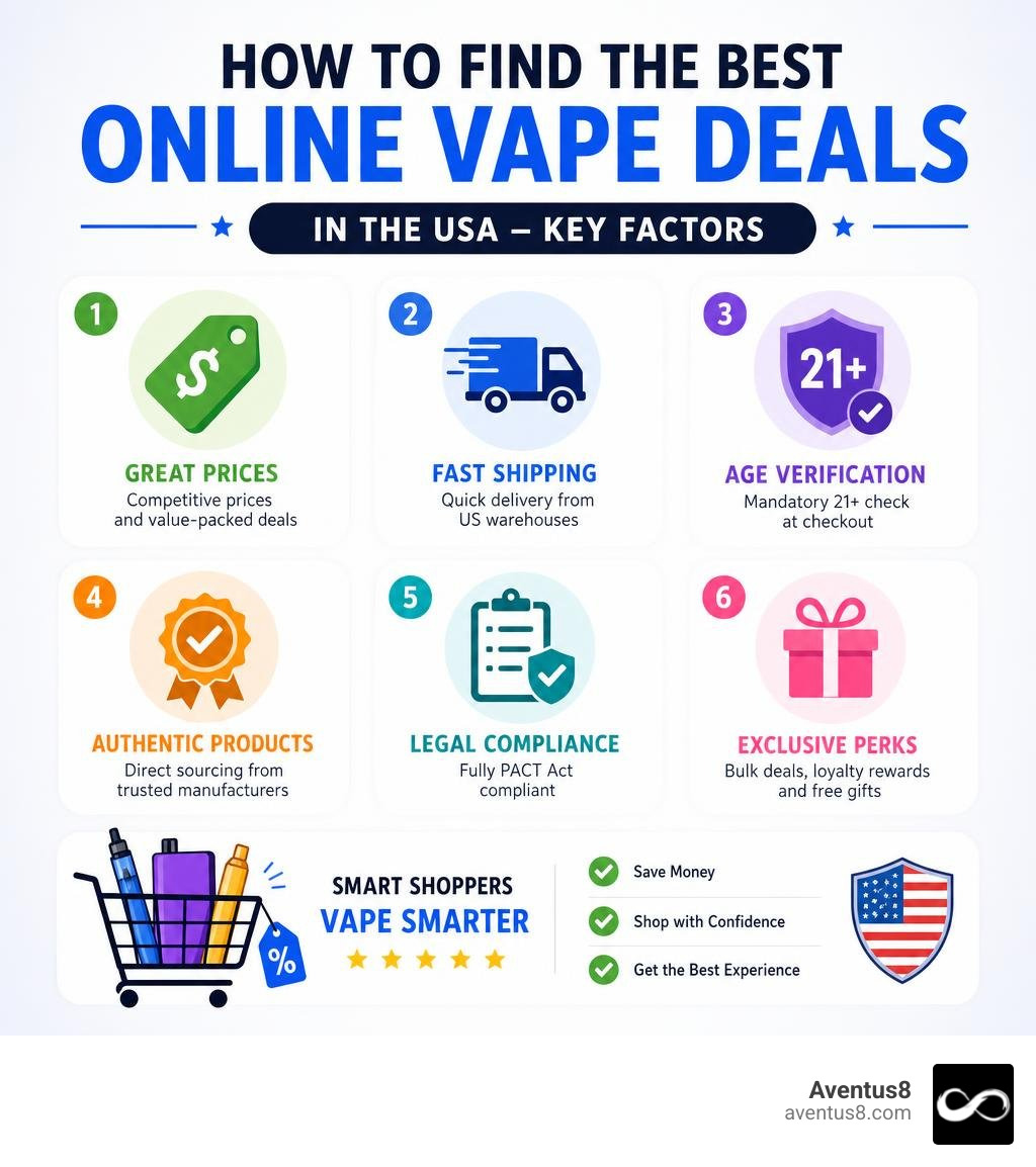 How to find the best online vape deals in the USA - key factors infographic infographic