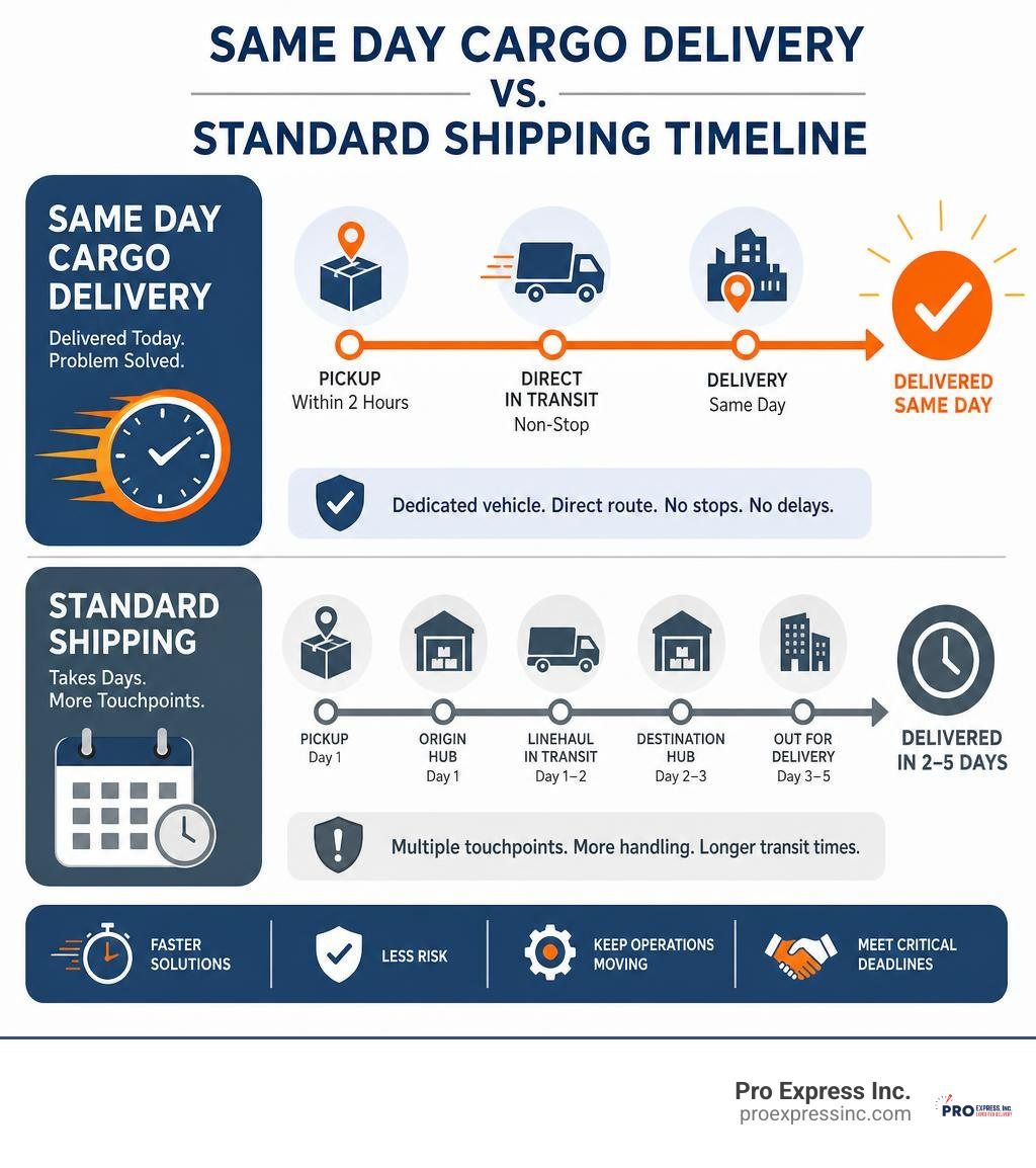 Same day cargo delivery vs standard shipping timeline comparison infographic infographic Same day cargo delivery vs standard shipping timeline comparison infographic infographic