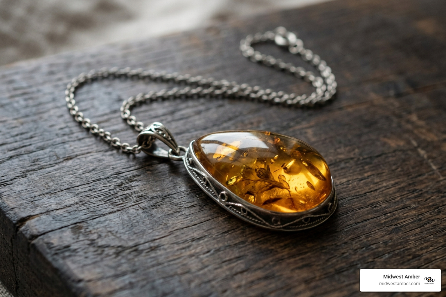 vintage amber silver necklace