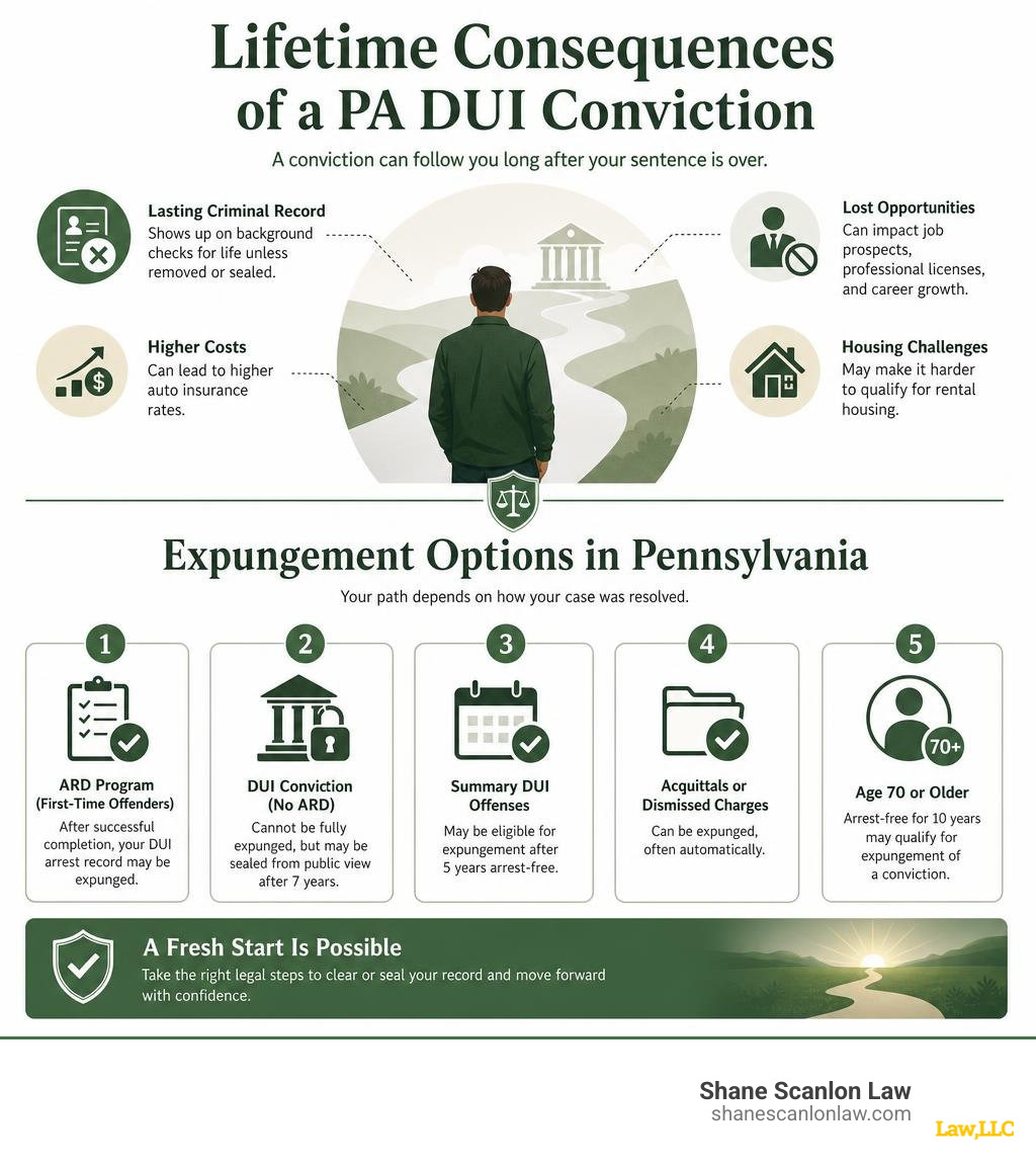 Lifetime consequences of a PA DUI conviction and expungement options infographic infographic Lifetime consequences of a PA DUI conviction and expungement options infographic infographic